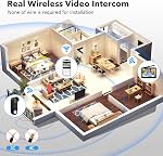 Sans fil 1080P Caméra vidéo avec moniteur, WiFi Système d'interphone vidéo avec écran 7'', détection de mouvements, sans abonnement, vision nocturne, longue durée de vie de la batterie, APP Contrôle