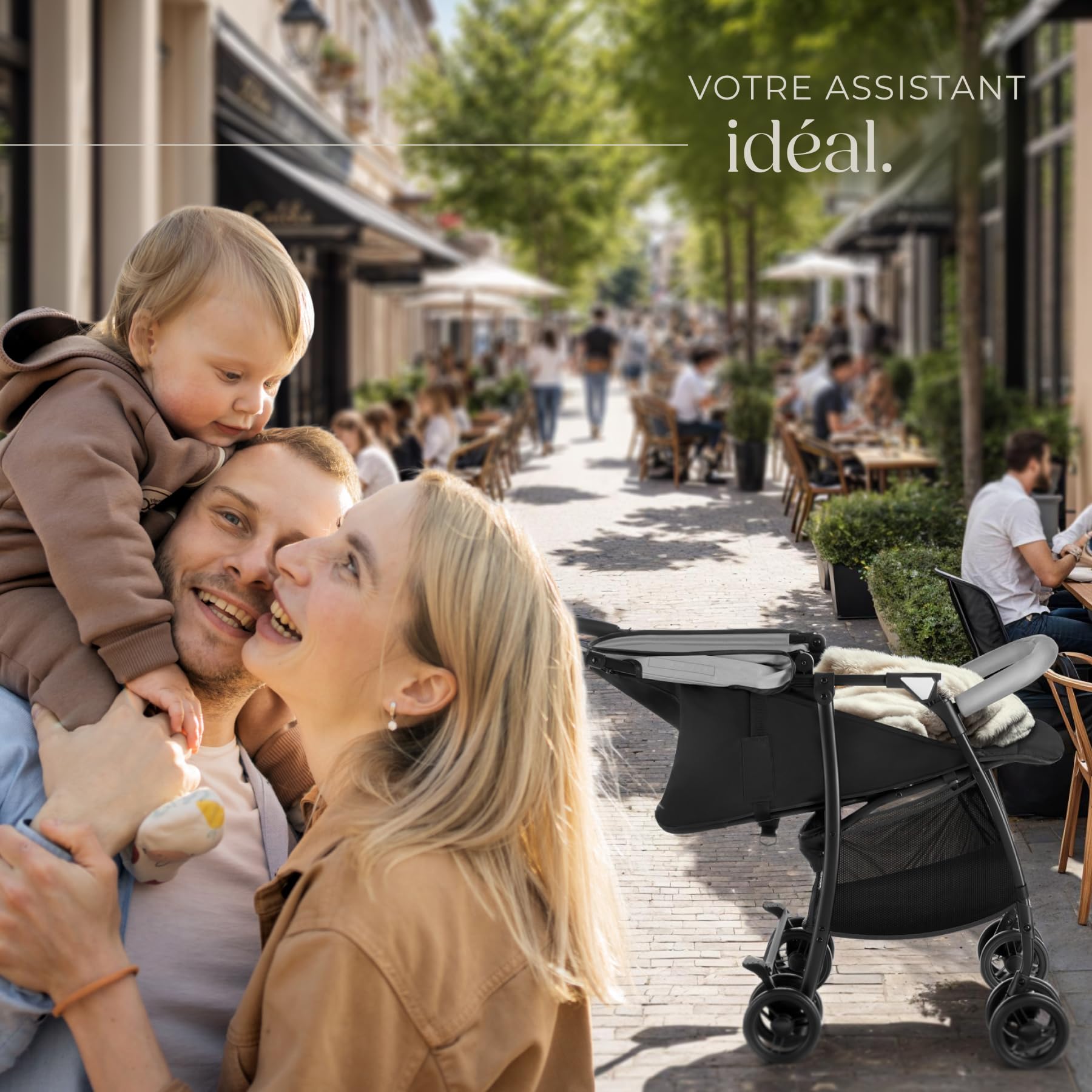 tectake® Poussette canne compacte 0-36 mois Pliable avec Espace de rangement, Dossier inclinable Poussette compacte & légère Poussette voyage Accessoires Bébé Nouveau né Enfant Baby stroller