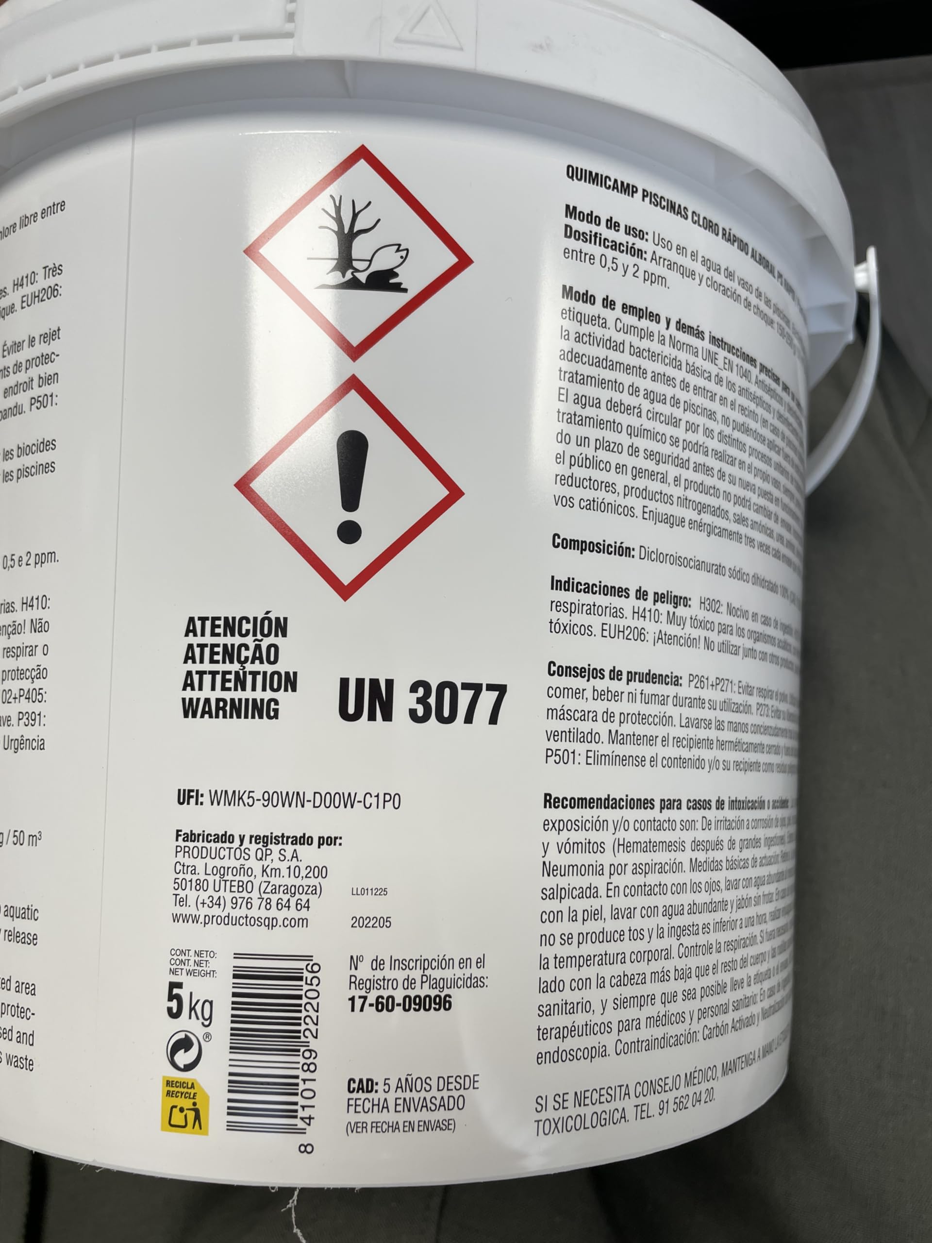 Cloro Choque Accion Rapida, Recuperador Agua Piscina deteriorada, Tratamiento Inicial de la Piscina, Fabricado en España, Forma del Producto Granular, Contiene 5 Kg - imagen 7