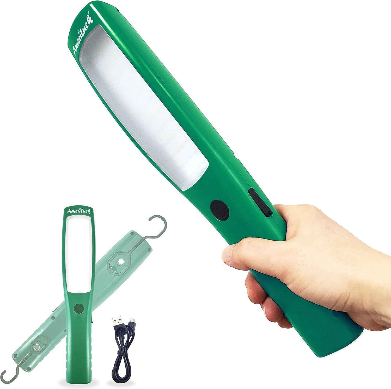 Cordless LED Work Light, Built-in Rechargeable 5000mAh Battery, Super Bright 1000 Lumens (10W), 13" Handheld Mechanic Lamp, Portable Shop Light, Low/High & Flashlight Modes