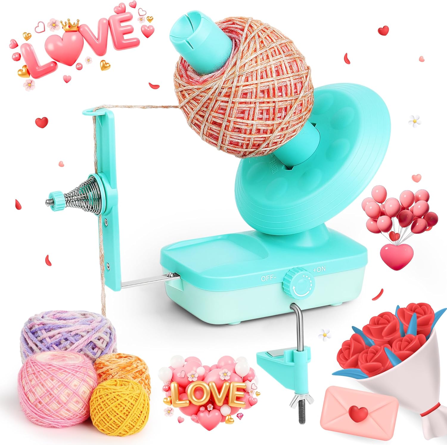 Electric Yarn Winder for Crocheting-Automatic Crochet Yarn Ball Winder for Perfect Neat Cakes-Stepless Speed with Strong Tension, Tangle-Free Knitting Gift for Seniors with Arthritic Hands(Green)