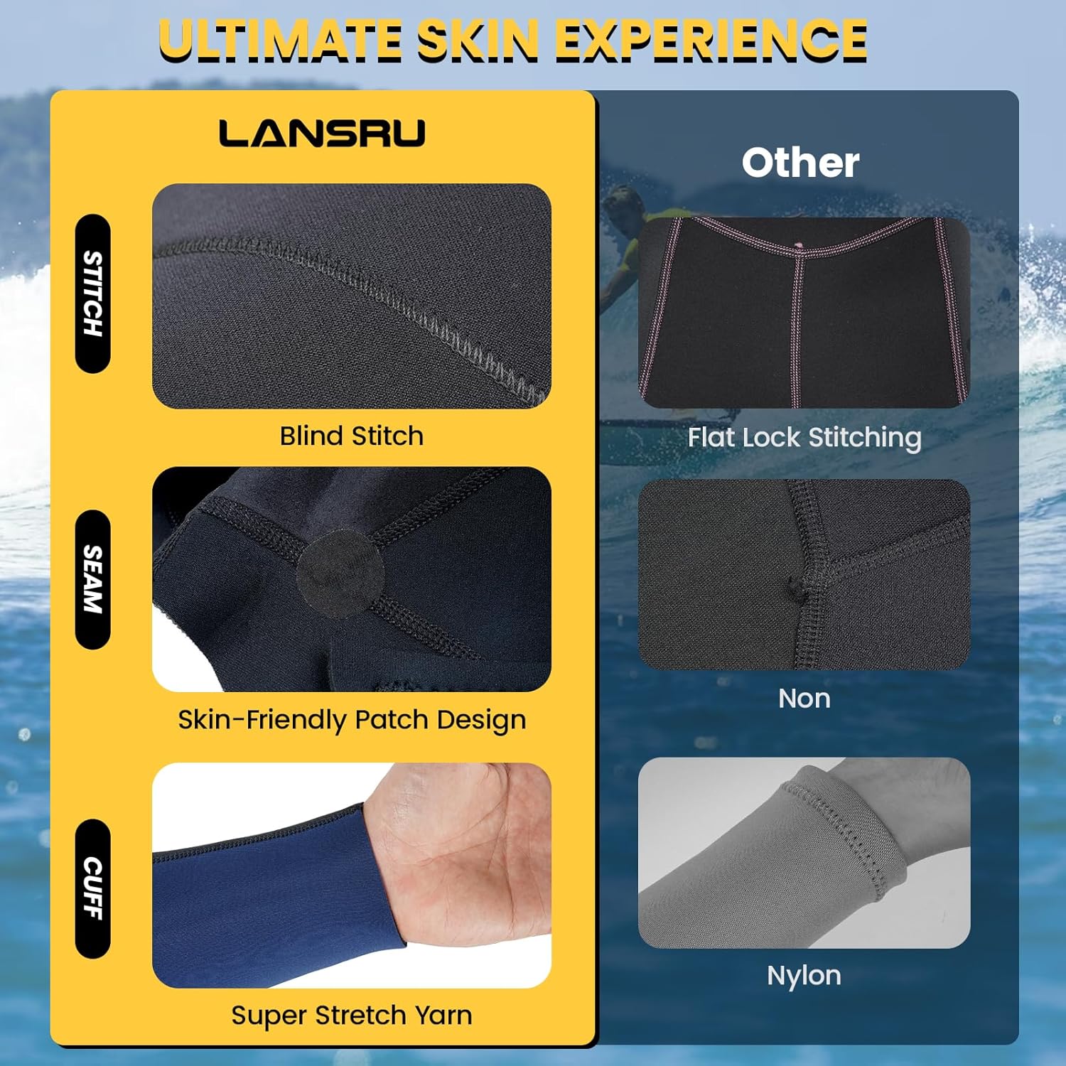 Wetsuit, 5/4mm Upgrade CR Neoprene Wetsuits for Men and Women, Ideal Thermal Wet Suit in Cold Water, Front Zip for Surfing Snorkeling Diving Swimming - Image 5