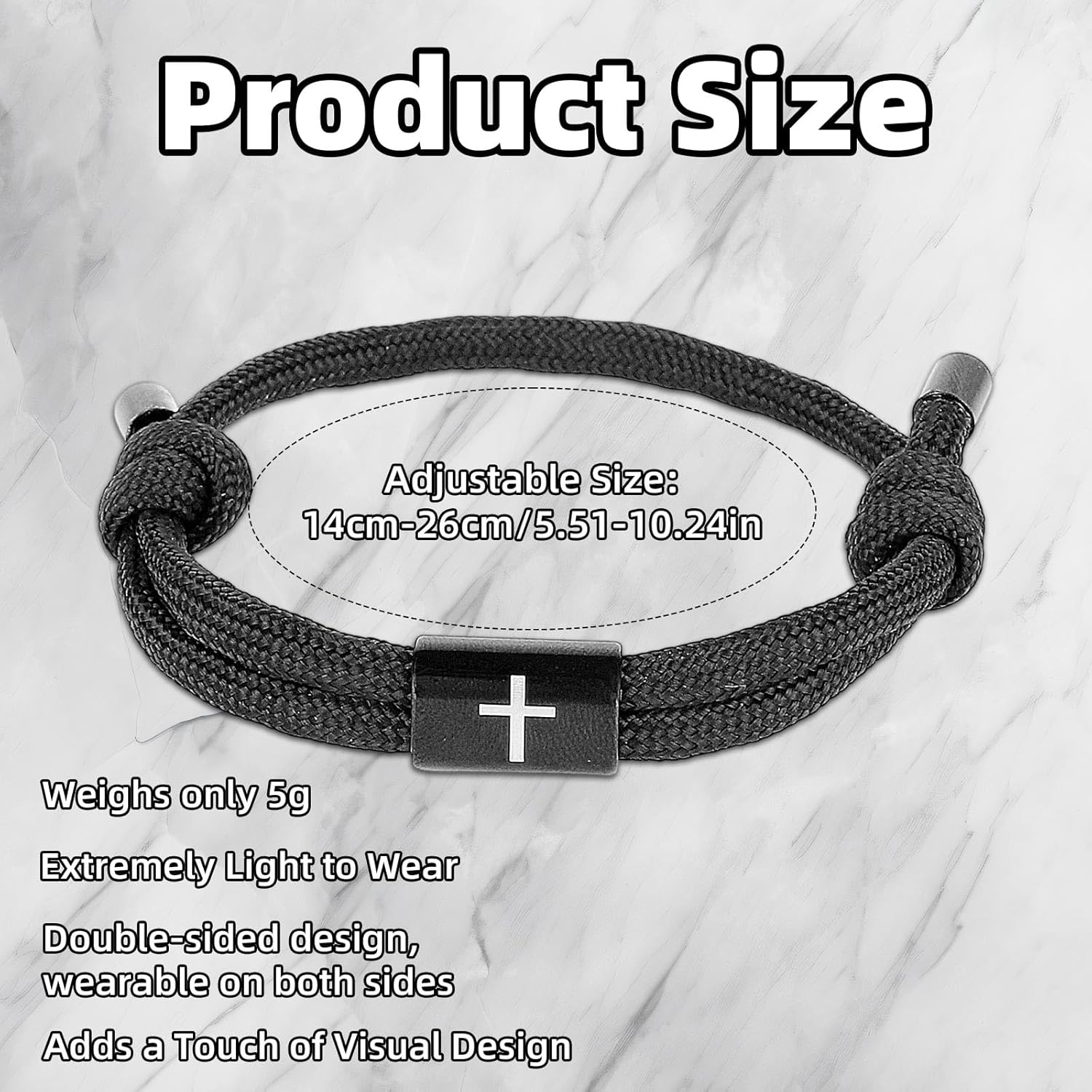 Joshua 1:9 Cross Bracelet for Men, Adjustable Christian Religious Prayer Bracelet with Inspirational Card Faith Jewelry Gift for Catholic Confirmation Baptism First Communion - Image 2