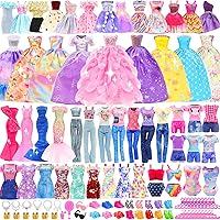 ENOCHT 80PCS Doll Clothes & Accessories for 11.5" Girl Dolls: 5 Wedding Gowns, Fashion Dresses, Swimsuits, Shoes, Hangers