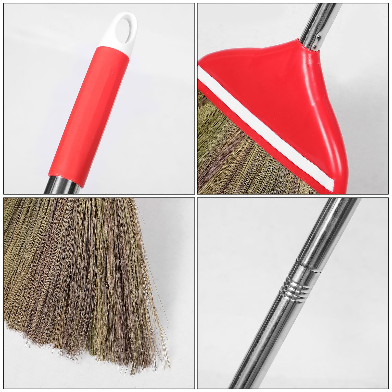 VICASKY Handgefertigter Chinesischer Miscanthus Besen mit Weichen Borsten Ergonomisches Leichtes Design Traditioneller Hausbesen für Sanfte Bodenreinigung in Küche und Innenbereich