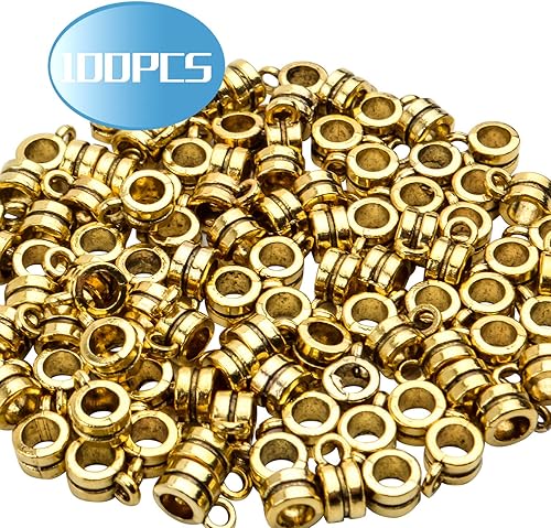 Vista 3 de Aylifu Bails Beads, Tibetan Bail Tube Bead Spacer Beads Carrier Hanger Connector Links for European Charm Bracelet Jewelry Making
