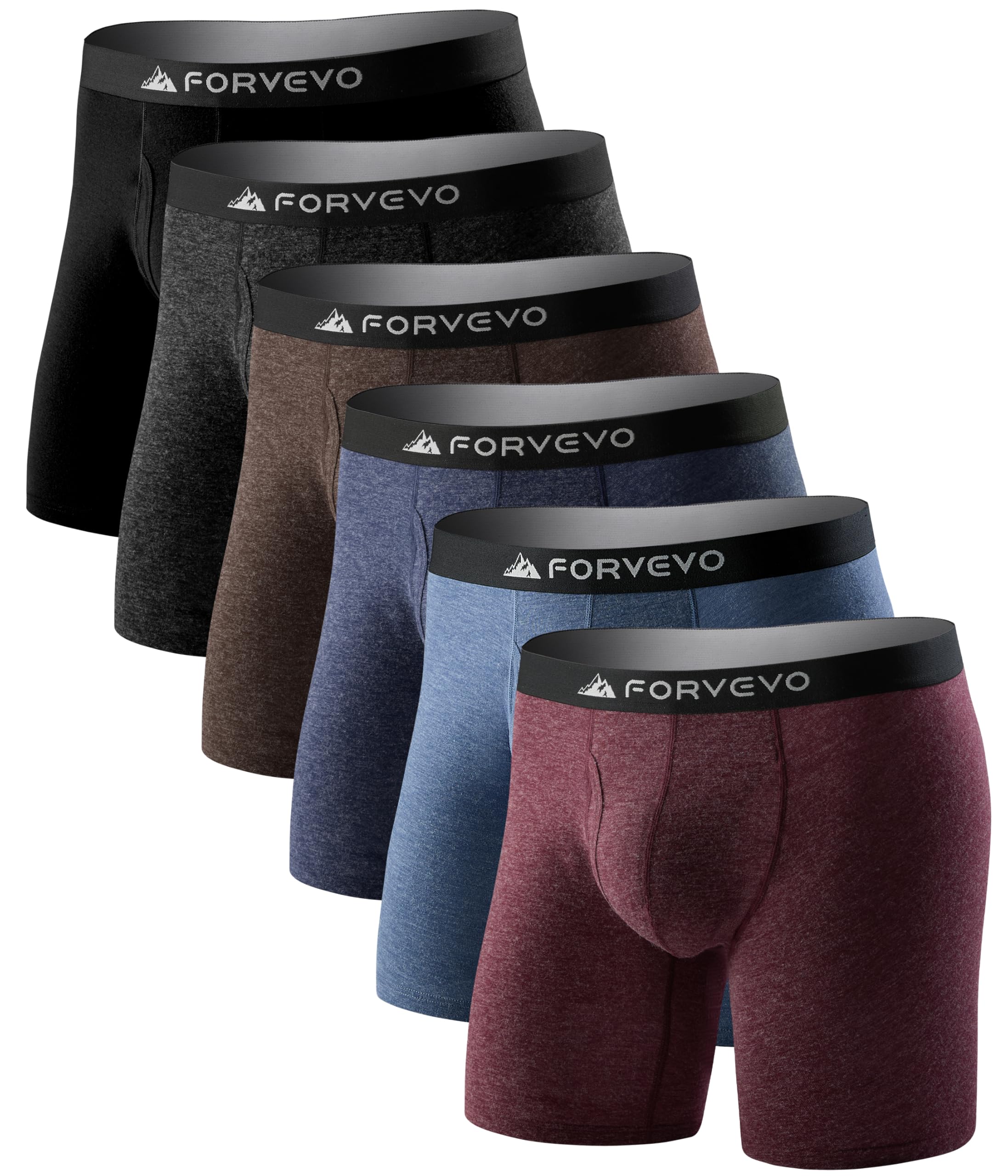 FORVEVO 6er Pack Merino Boxershorts Herren, Merinowolle Unterhosen Männer Atmungsaktiv Weiche Unterwäsche (M-3XL)