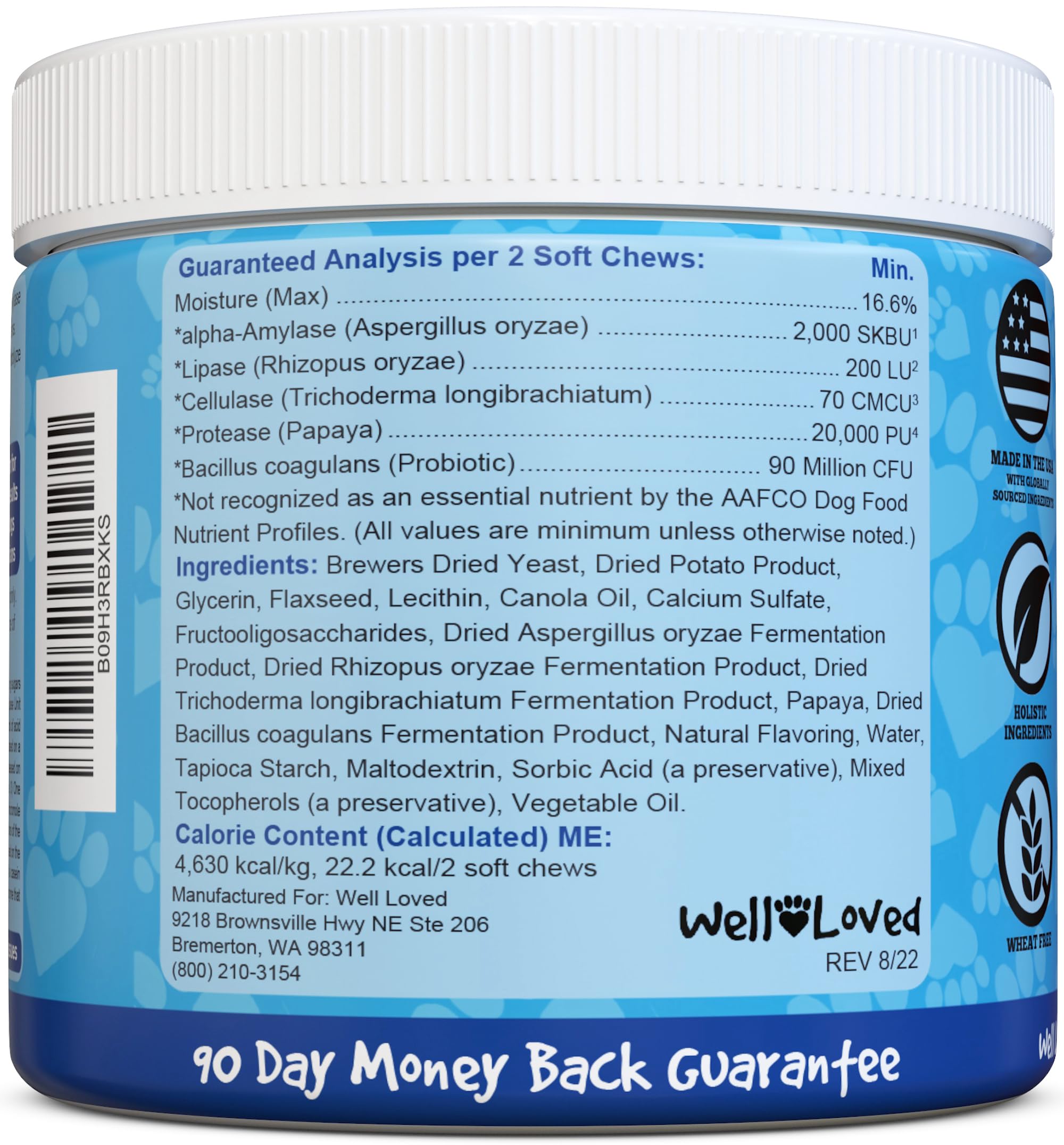 Well Loved Probiotics for Dogs, Dog Probiotics, Made in USA, Vet Developed for Gut Health, Yeast Balance, Itchy Skin, Diarrhea & Gas Relief, Chews with Prebiotic & Digestive Enzymes, Digestive Support - image 7