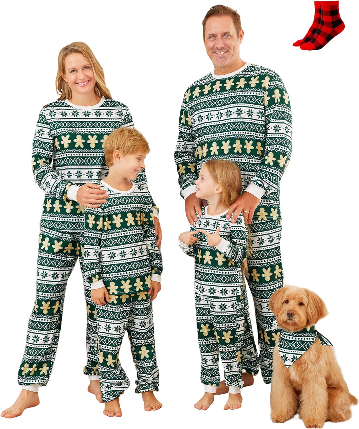 PATPAT Christmas Family Matching Pajama Sets Includes Christmas Socks - Perfect for Family Photos & Holiday Celebrations