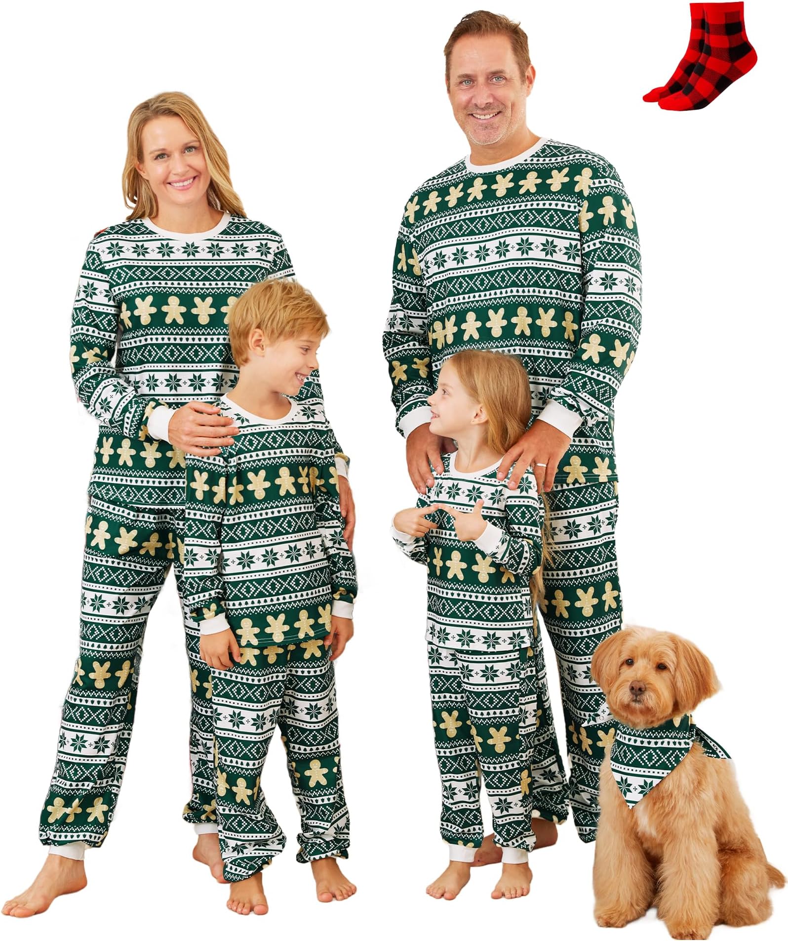 PATPAT Christmas Family Matching Pajama Sets Includes Christmas Socks - Perfect for Family Photos & Holiday Celebrations