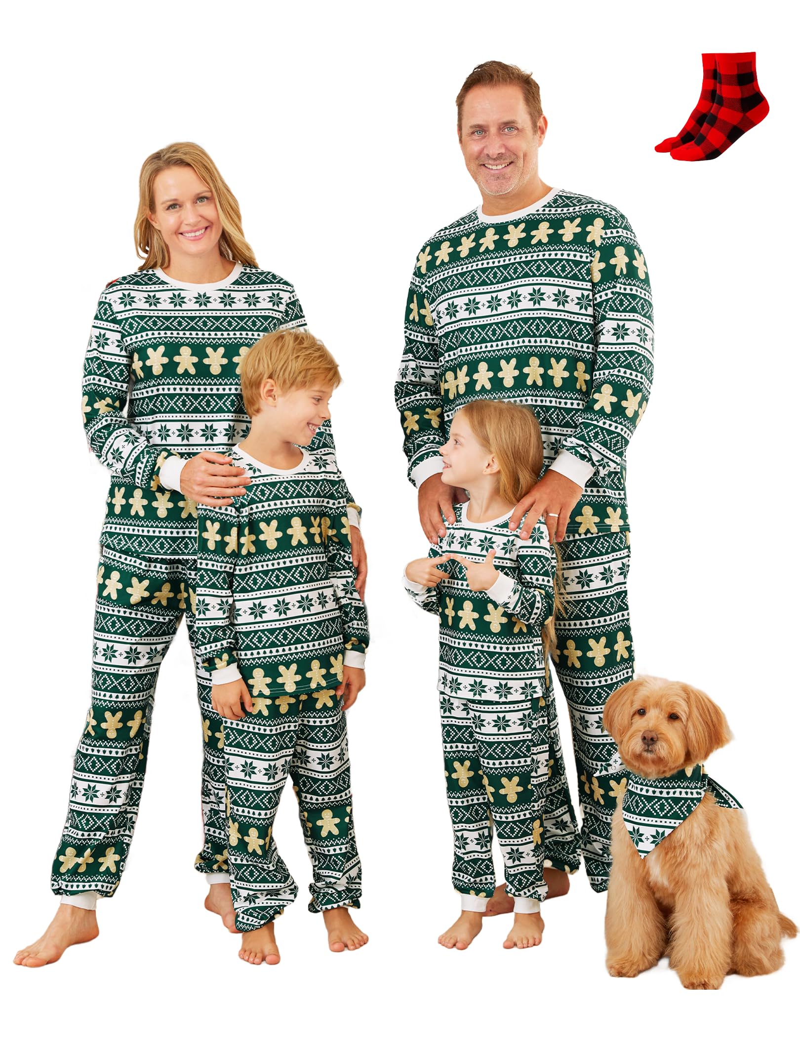 PATPAT Christmas Family Matching Pajama Sets Includes Christmas Socks - Perfect for Family Photos & Holiday Celebrations