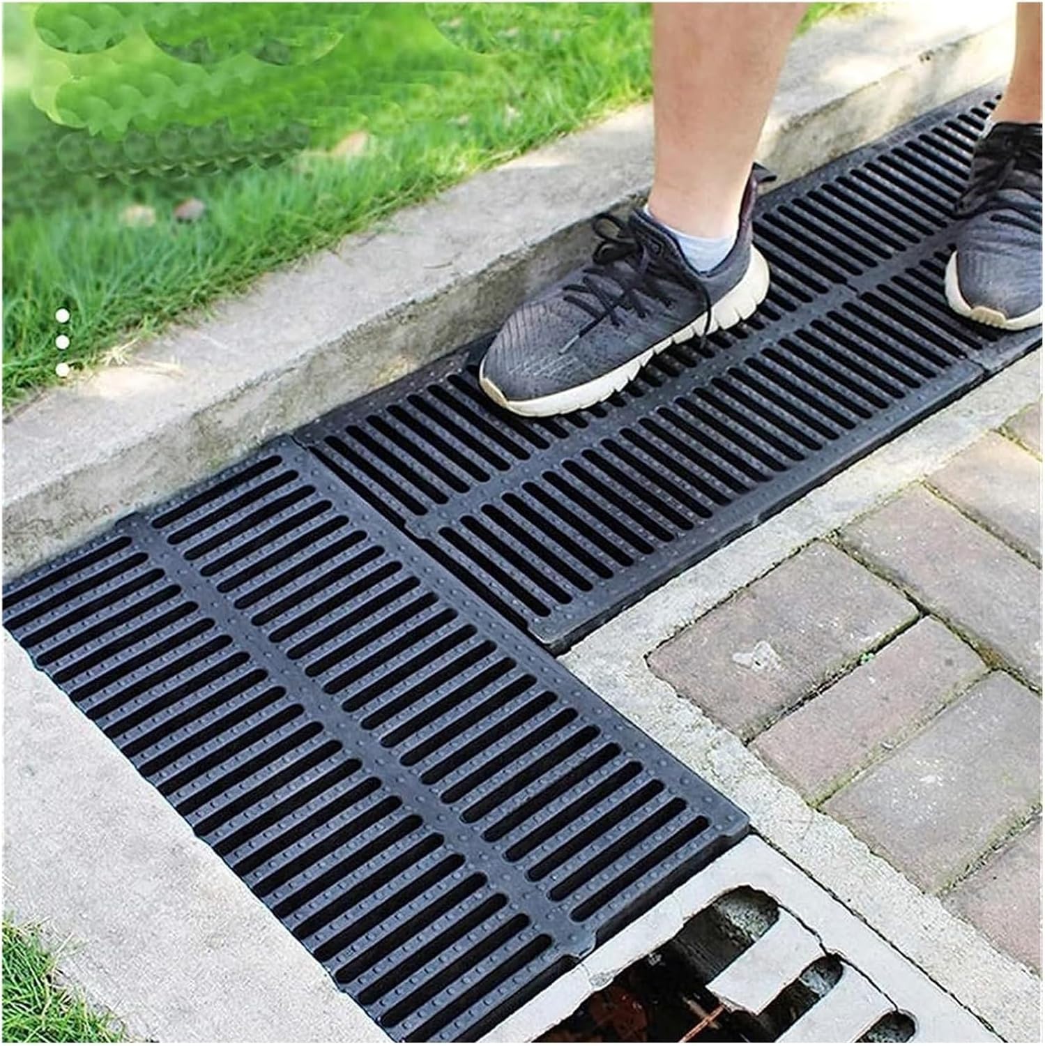 Couvercle de vidange en résine polymère 50x30x3cm avec grille de canal de drainage robuste