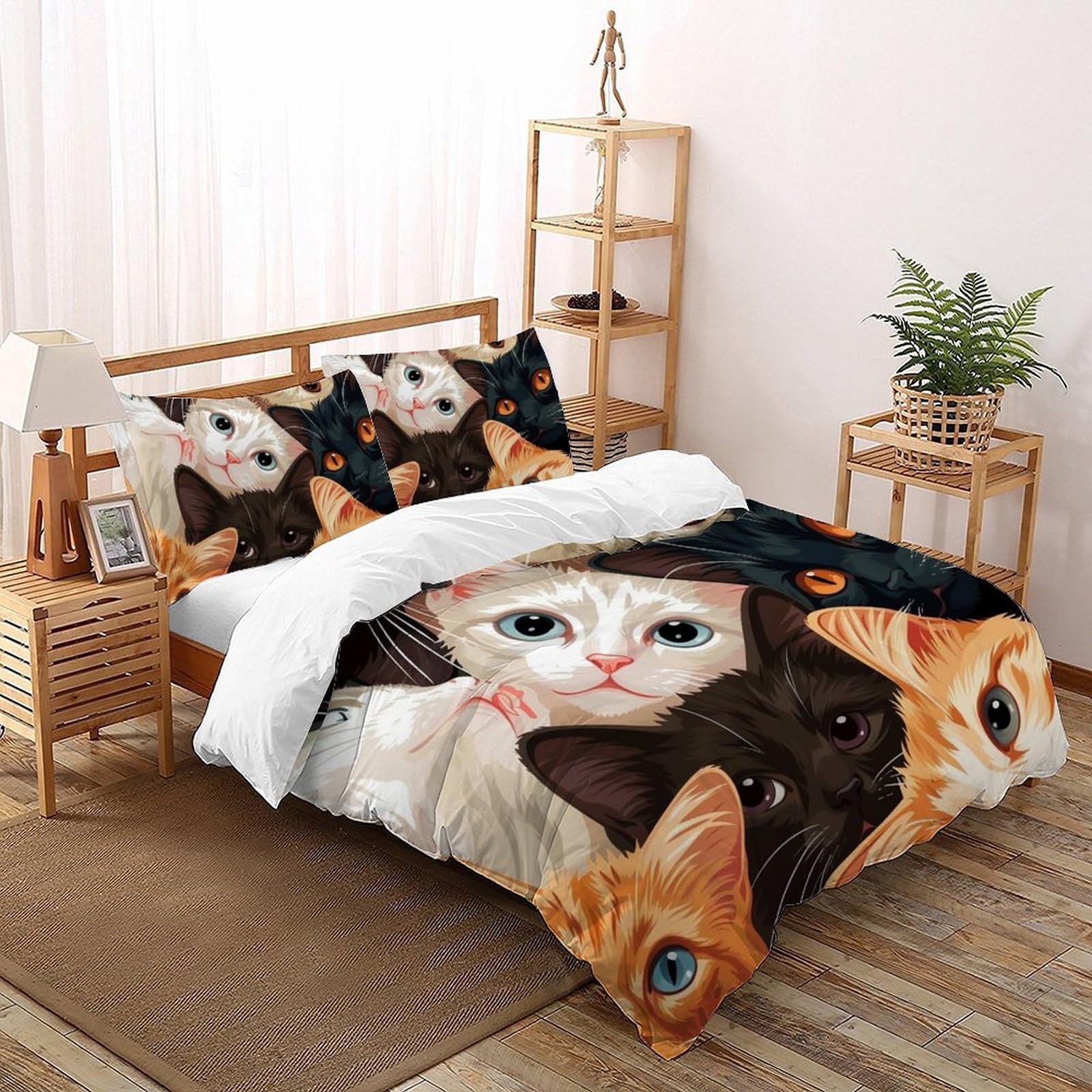 Housse de couette 3 pièces parure de couette cartoon animal microfibre 260x220cm