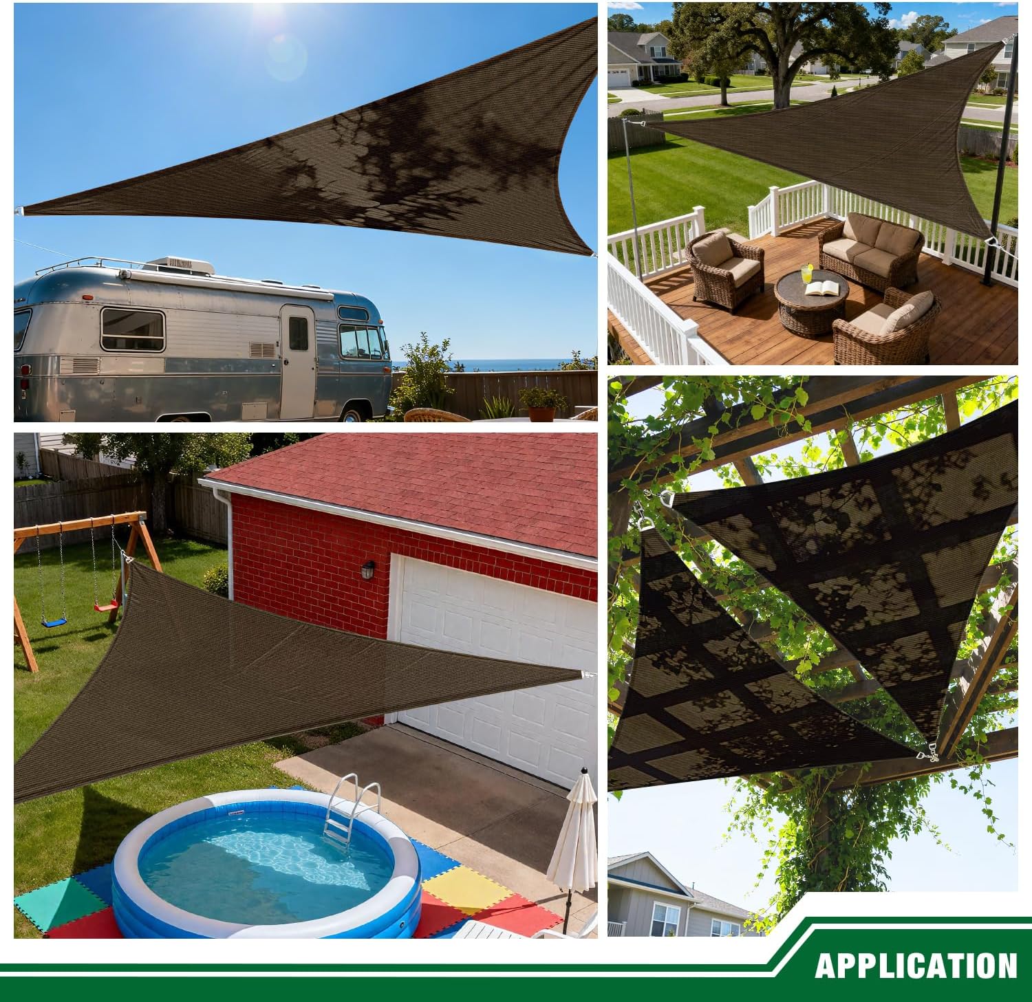 Sun Shade Sail 8'x8'x11' Outdoor UV Block Triangle Canopy Cover with D-Rings and Curved Edges Breathable Patio Shade Cloth for Backyard Deck Garden Pool Beach Pergola, Brown