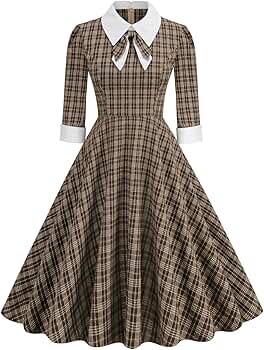ワンピース soor ploom Gilda Dress, Vintage Plaid 4y Amazon.com: Women Vintage Plaid Gingham Dress Winter Dress