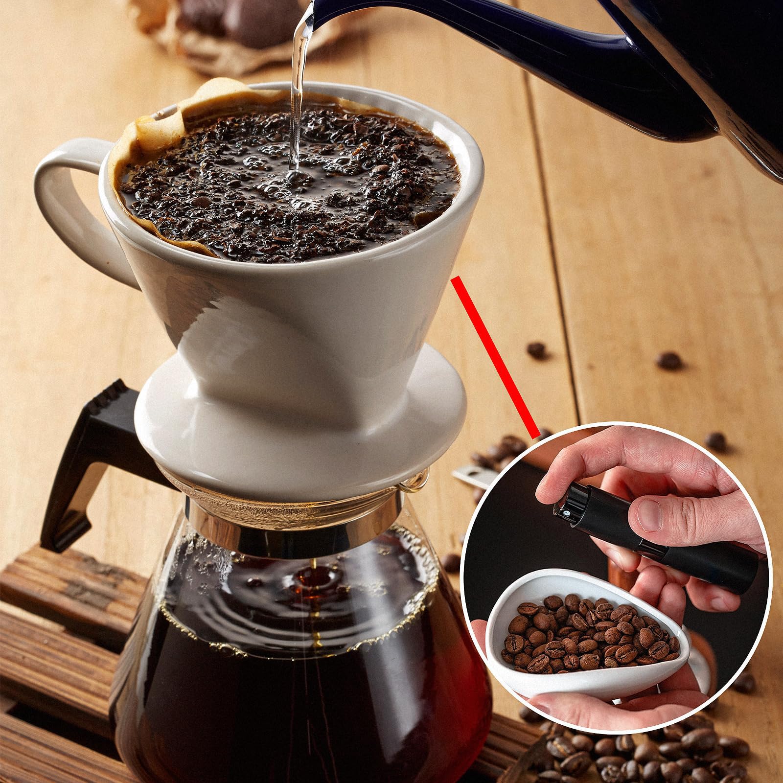 Set Dosatore Caffè In Ceramica Con Bottiglia Spray - Misurino Chicchi E Spruzzino RDT Per Barista - Foto 7