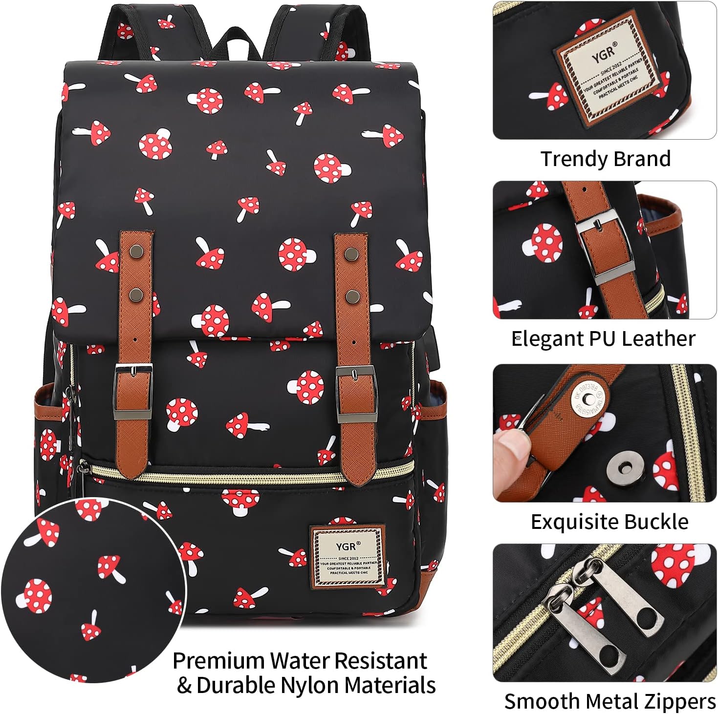 YGR Floral Laptop Backpack for Women, Female, School, Travel, Business, Outdoor Sports, Office, Work - Image 5