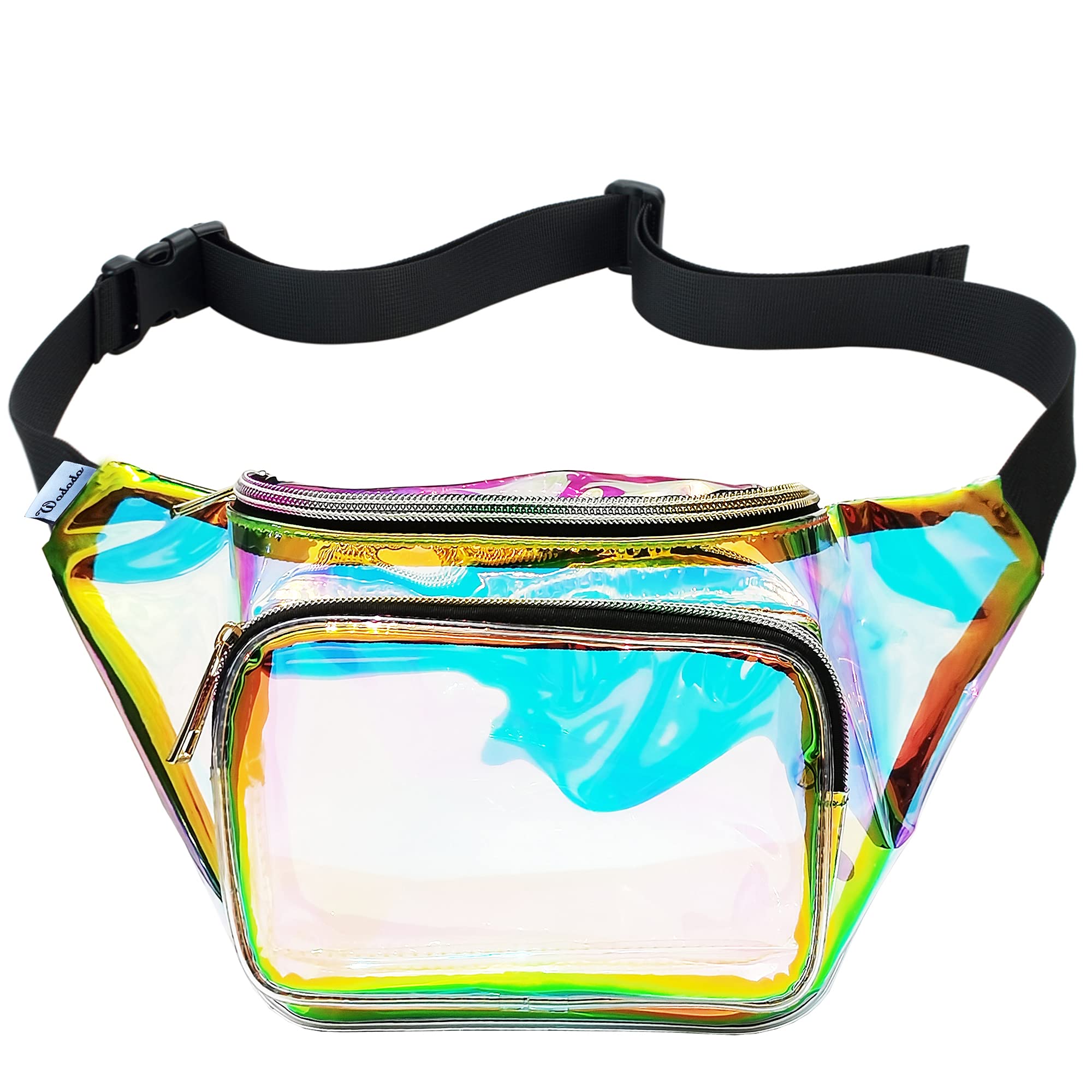 Stylish Fanny Pack for Women Party Waist Money Belt Leather Pouch Concert Holographic Rave Festival Hip Bag, Transparent Iridescent