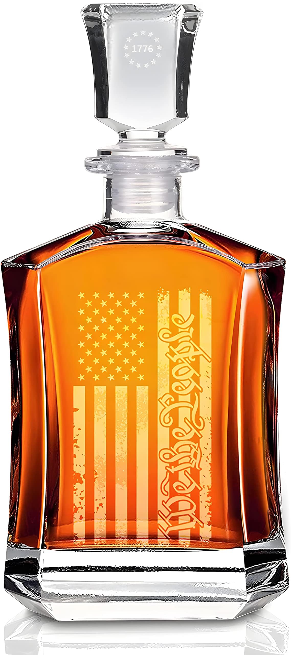 We The People Whiskey-Set Mit Dekanter & 4 Gläsern – Patriotisches Design, Made In USA