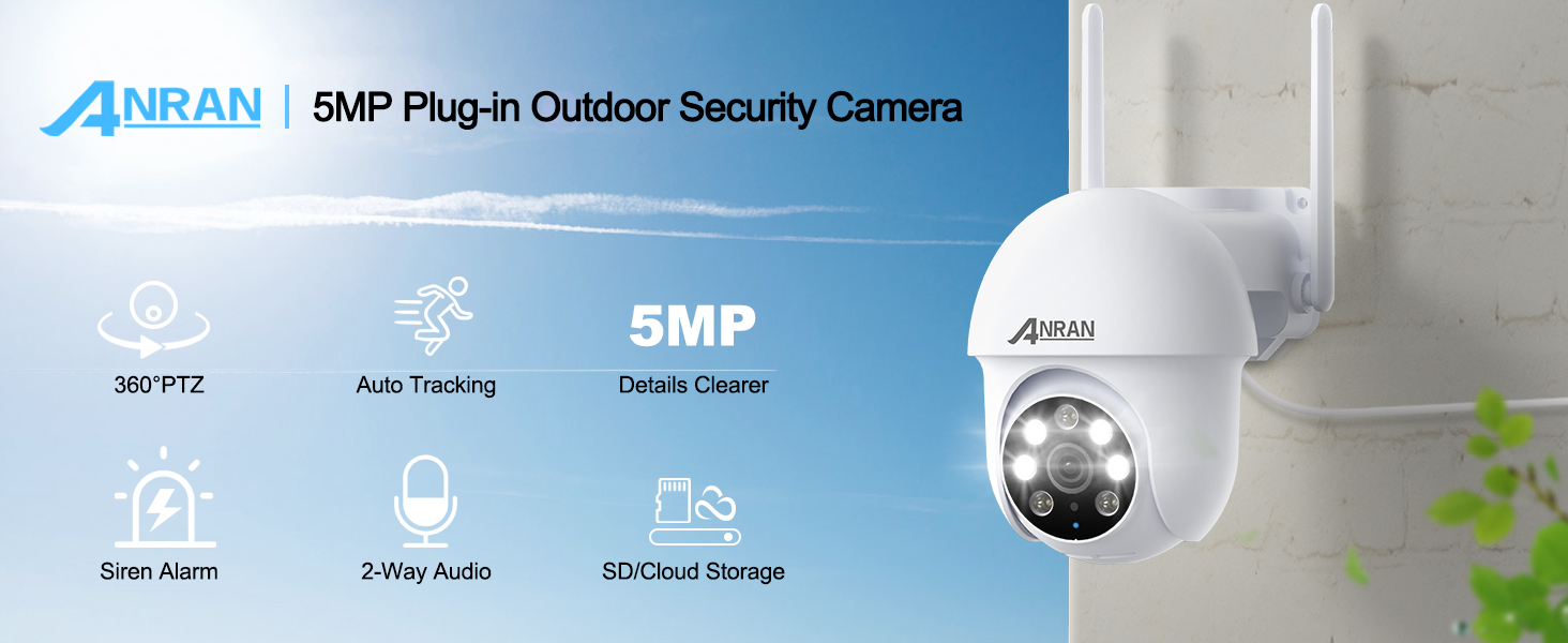 ANRAN P3 Max HD WiFi防犯カメラ Amazon.com : ANRAN 5MP Security Camera Outdoor, 360°PTZ Auto