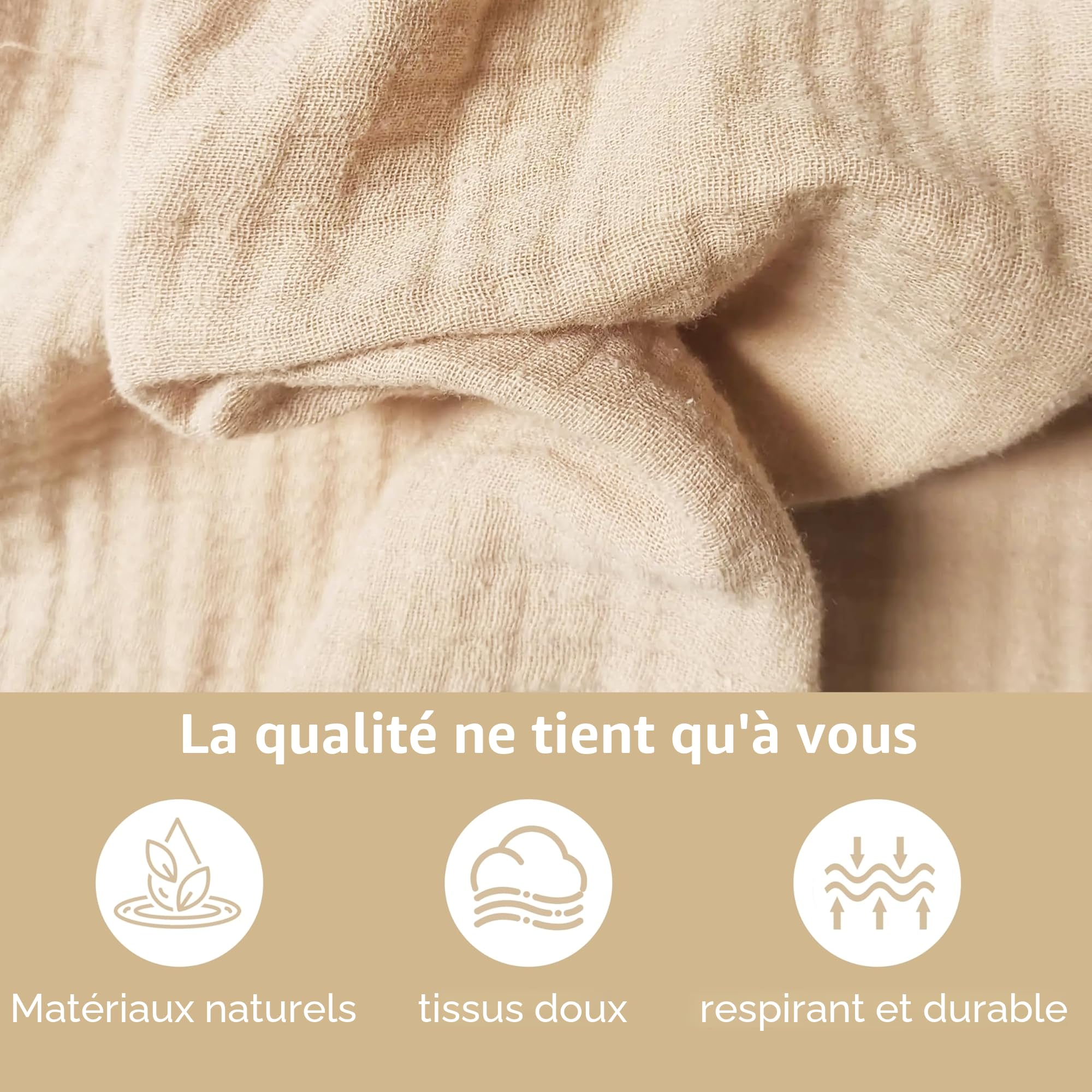 Home Housse de Couette avec Applique Dorée, Fait à la Main en 100% Mousseline de Coton, Ciel en Tissu pour Décoration de Lit Maison, Convient aux Filles Et Garçons (Blanc, 132x420cm)
