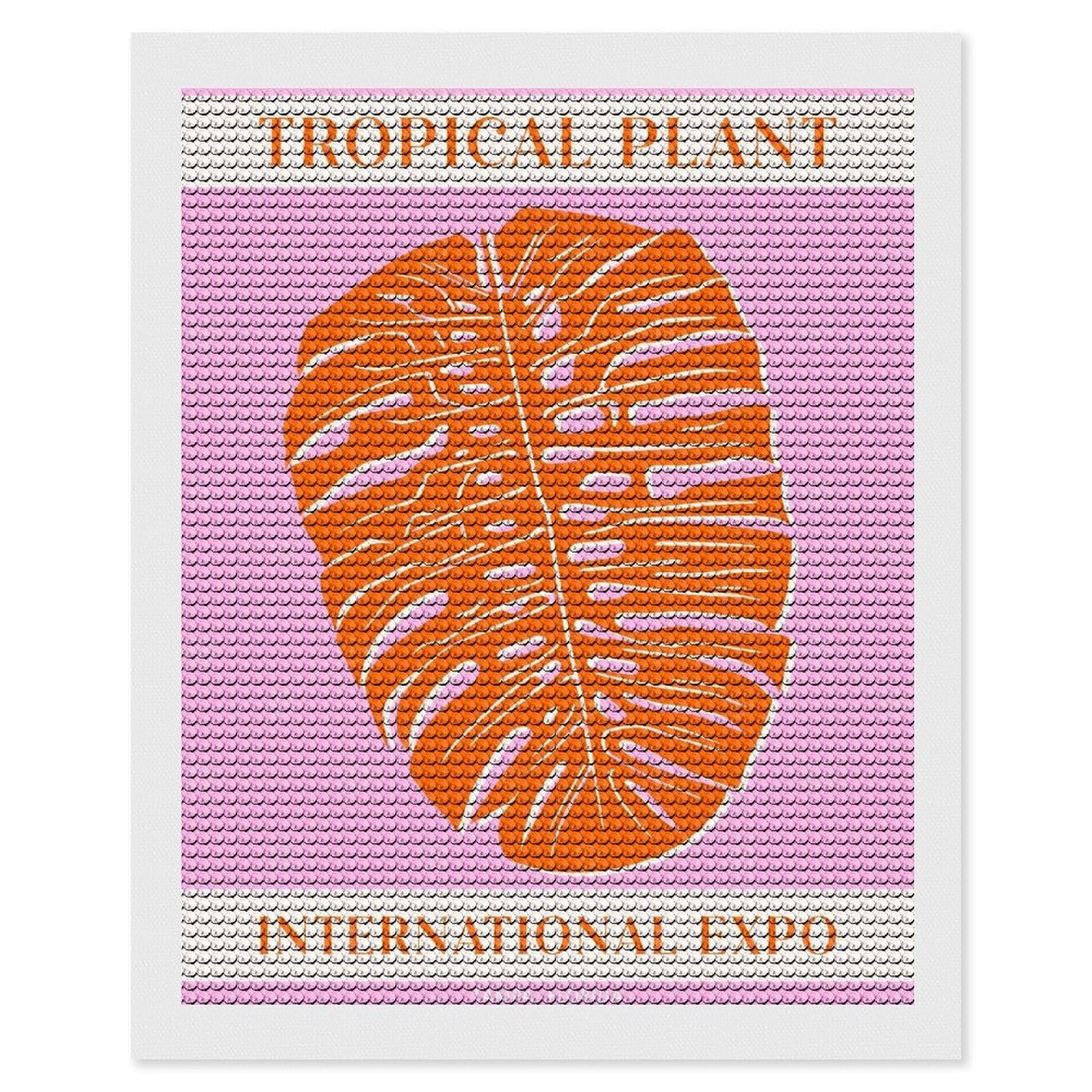 Junmoney Tropical Monstera Diamond Painting Canvas Set 16"x20", for Women, Pleasing Wall Art Project, Aesthetic Room Decor, Gift Idea