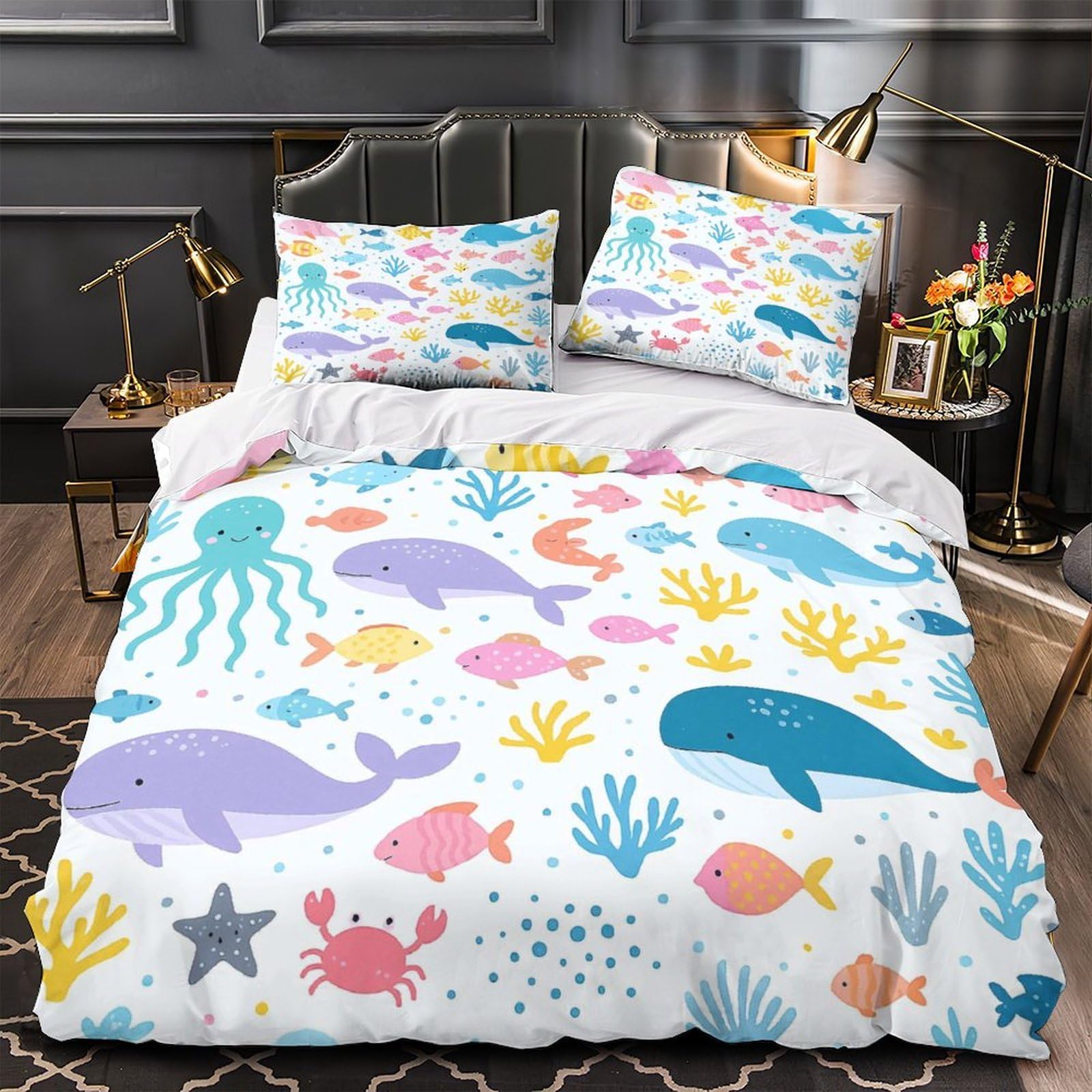 Housse de couette hypoallergique océan 135x200 contre les allergies
