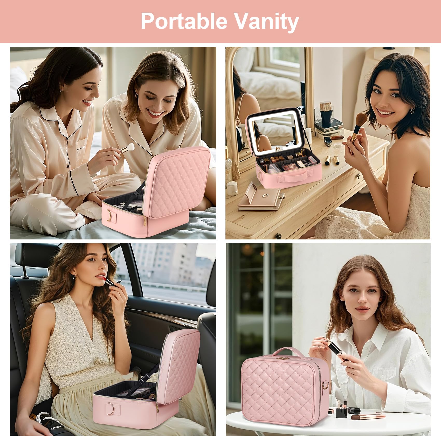 BEAUTY CASE Beauty case da donna, Rosa, 12 Inch, Borsa per trucchi