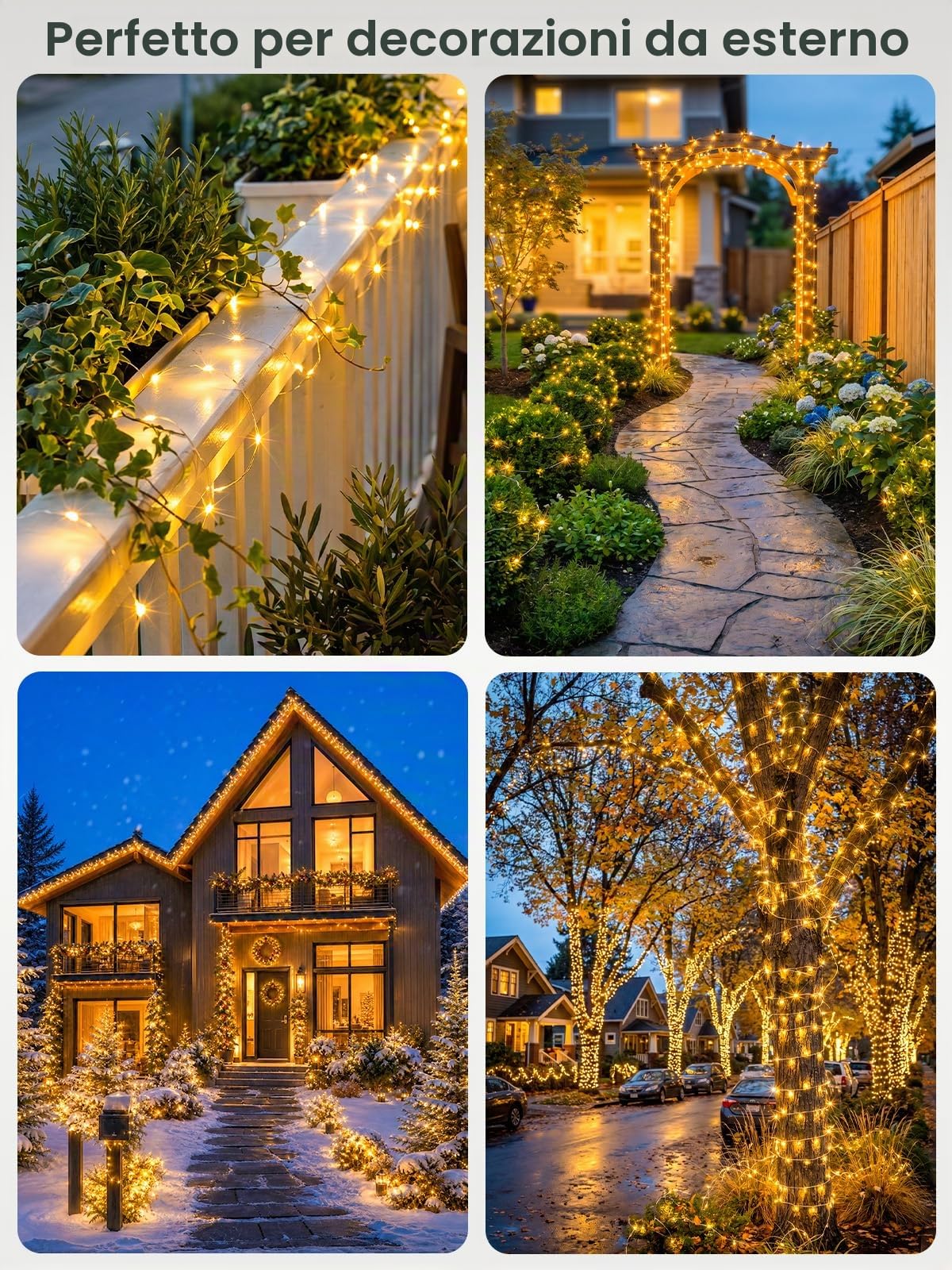 Luci a stringa solare extra lunghe Confezione da 2 luci a stringa da esterno da 30m Luci a stringa a energia solare impermeabili 300 LED per patio, giardino, cortile, albero, matrimonio