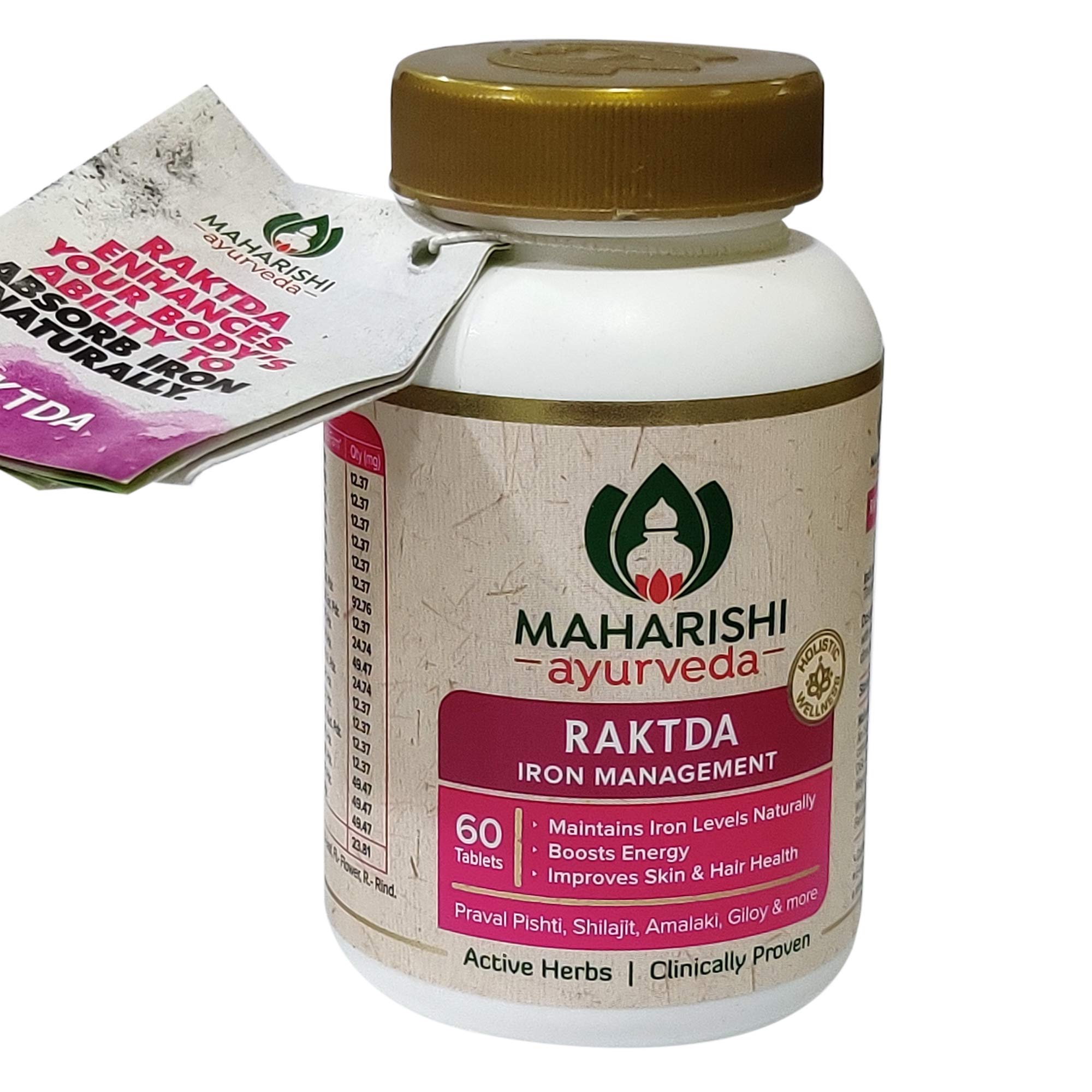Maharishi Ayurveda Raktda Iron Management Tablets For Men and Women| Ayurvedic Iron supplement with Vitamin C,Calcium |Maintains Haemoglobin levels|Boosts Energy |Improves Skin,Hair Health|60 Tablets-image-34