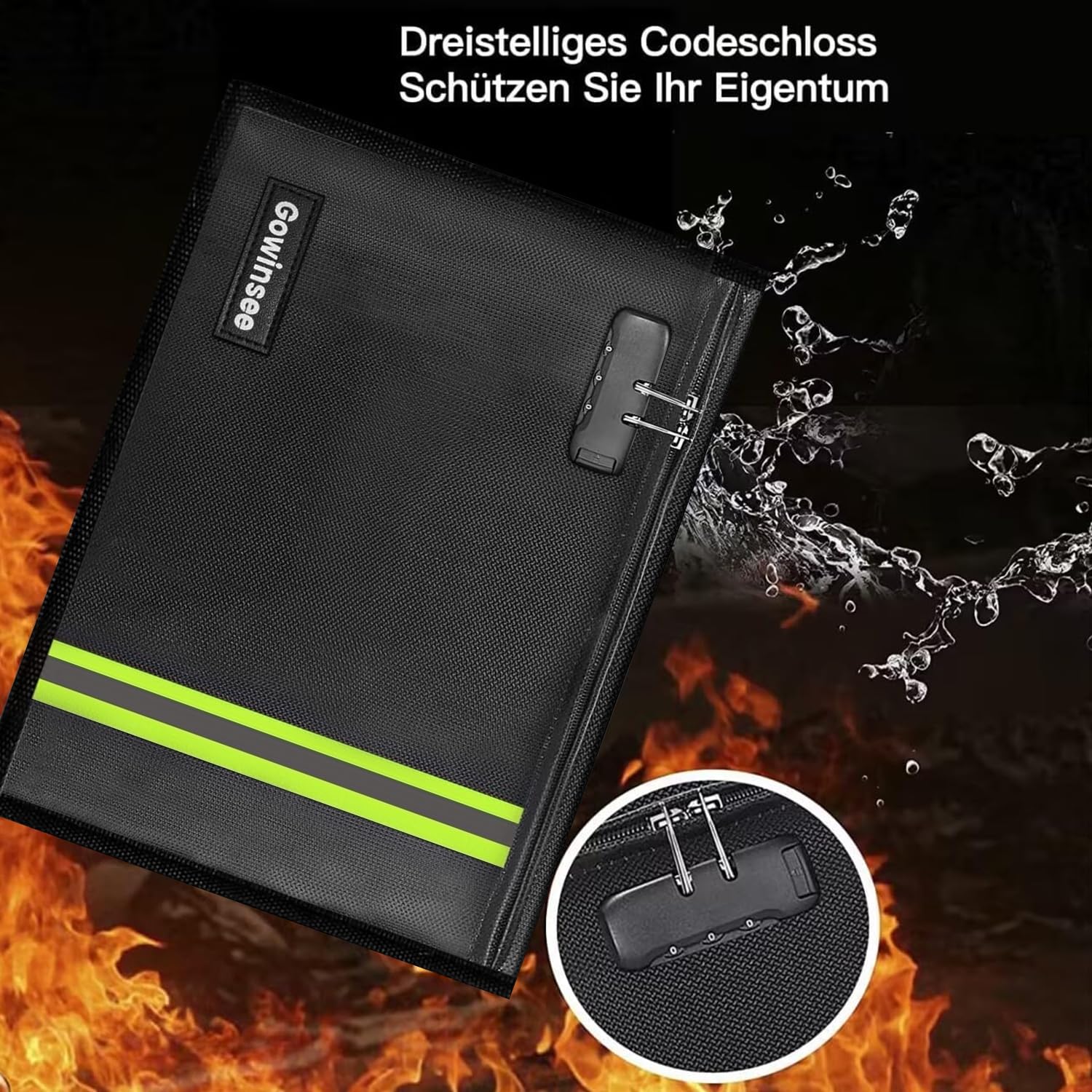 Improved Fireproof and Waterproof Bag Briefcase with Lock (38 x 28 cm) Multilayer Fibreglass Material - Image 2