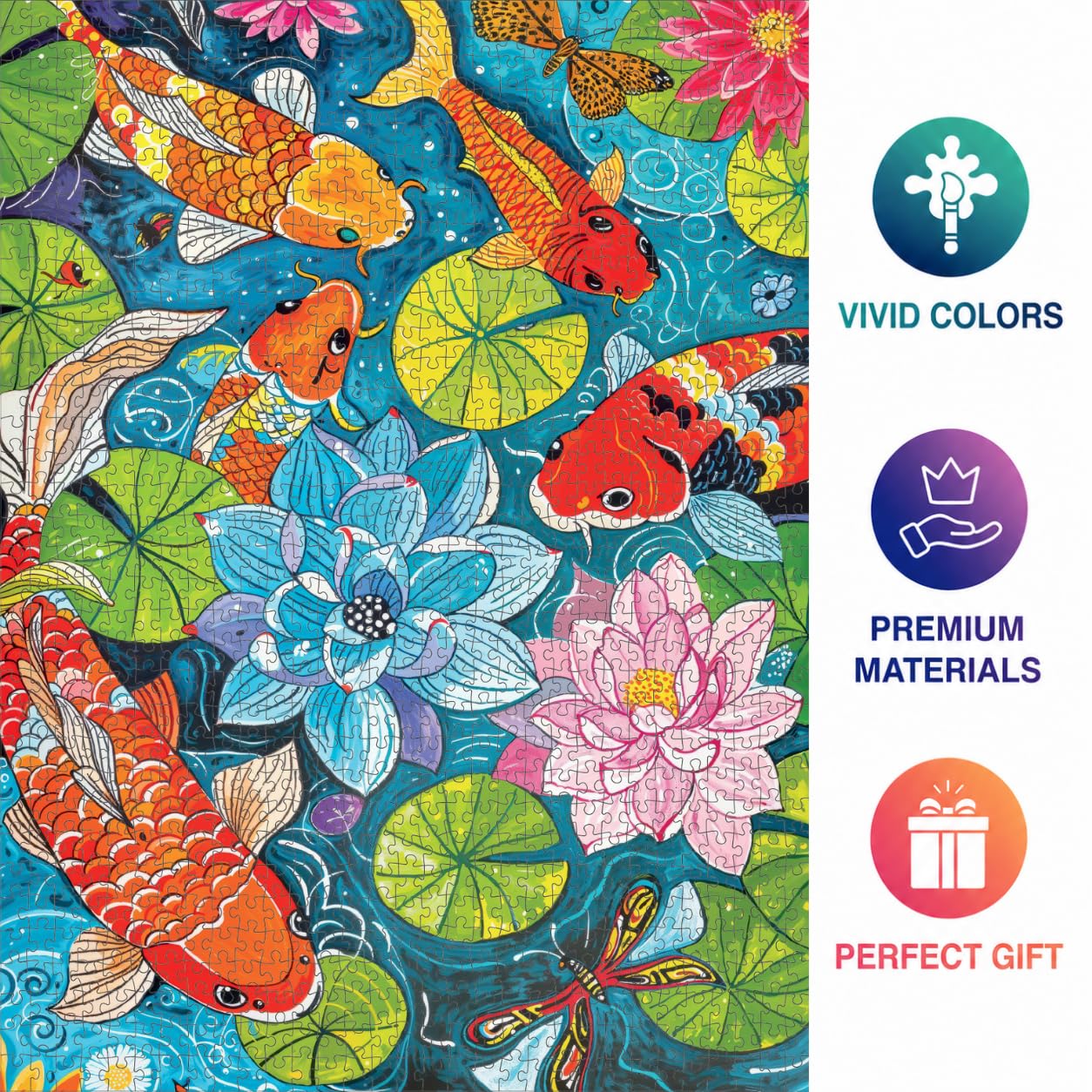 Dragonfly Dreams: Koi & Lilie Adventure by Cross & Glory – 1000 elementów puzzli premium, unikalna układanka o tematyce natury, żywa sztuka ekologiczna, idealna dla entuzjastów puzzli