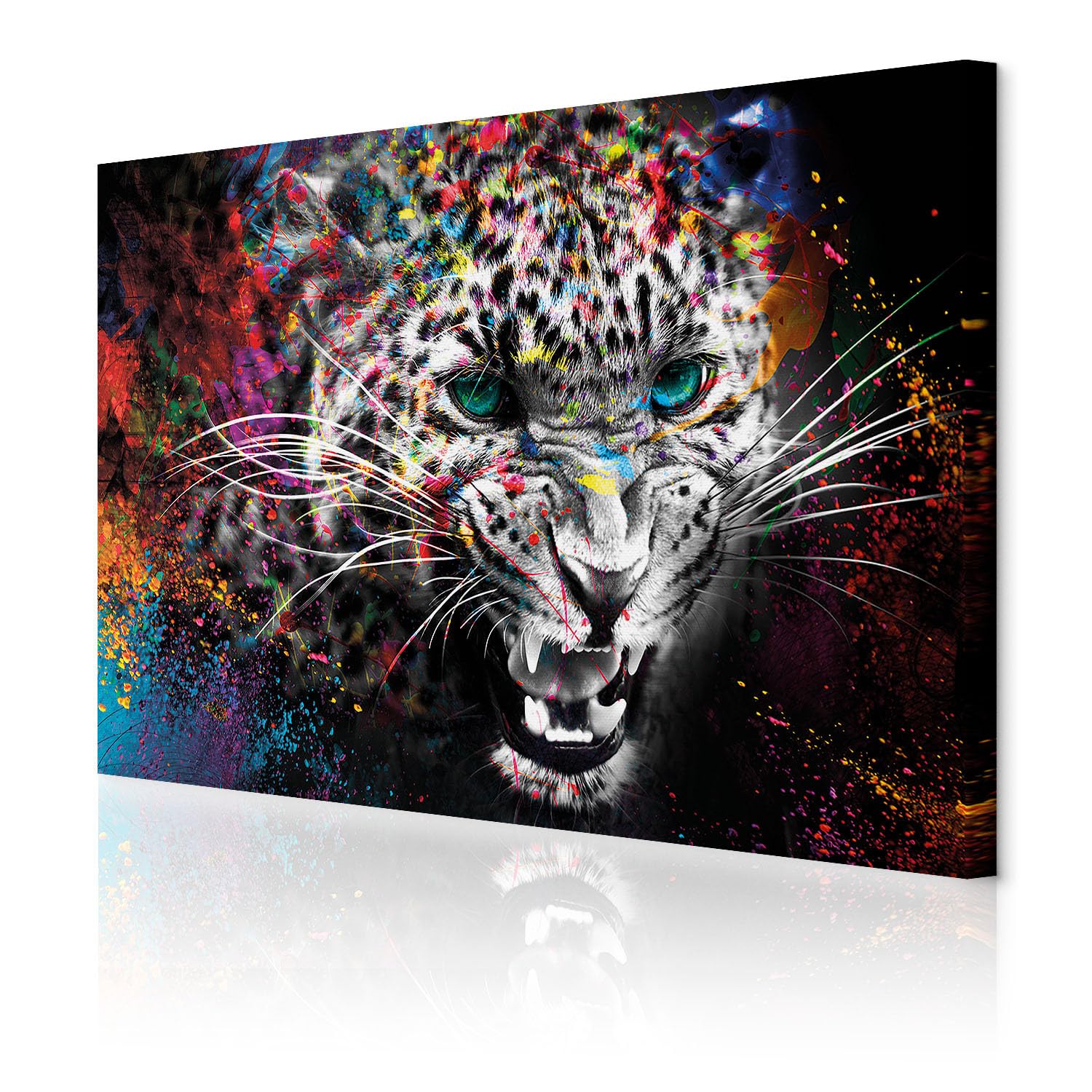 Decomonkey #03 Animal | Canvas Print Animal Abstract | 35.4" X 23.6" / 90X60 Cm | Wall Art | Wall Picture | Non-Woven Canvas | Photo 1 Piece | Tiger Image Modern Decoration Print Decor | Living Room | Colorful