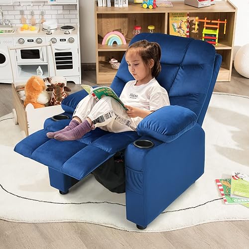 Miniatura 2 de COSTWAY Silla reclinable para niños más grande reclinable ajustable con 2 portavasos para tazas 1 bolsillo lateral 2 bolsillos delanteros reposapiés