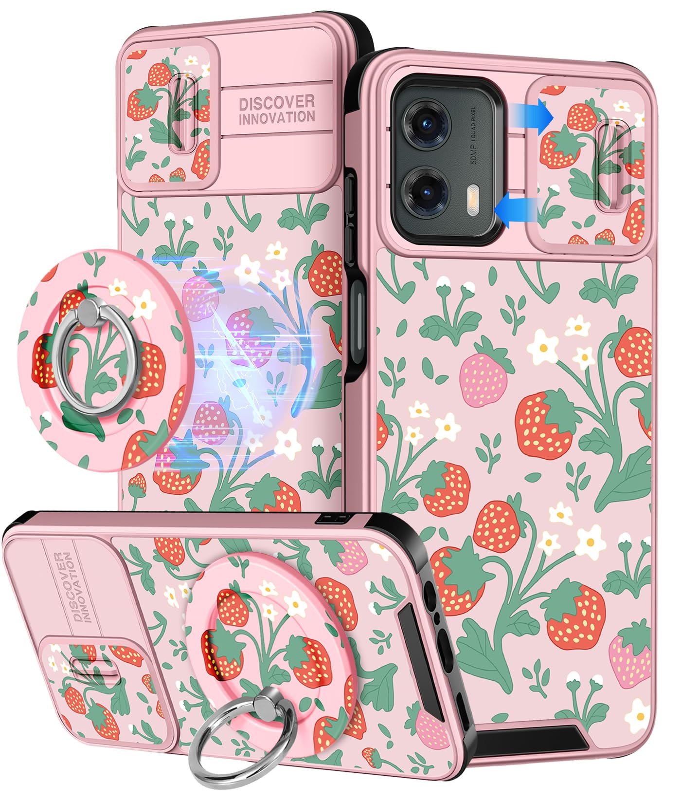 Buleens Astronaut Phone Case For Moto G Power 2021 - Cute Girly Stand Cover With Gold Corners