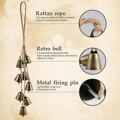 Miniatura 3 de Paquete de 2 campanas de bruja para protección de perilla de puerta, campanas colgantes para perilla de puerta, campanas de brujas, campanas