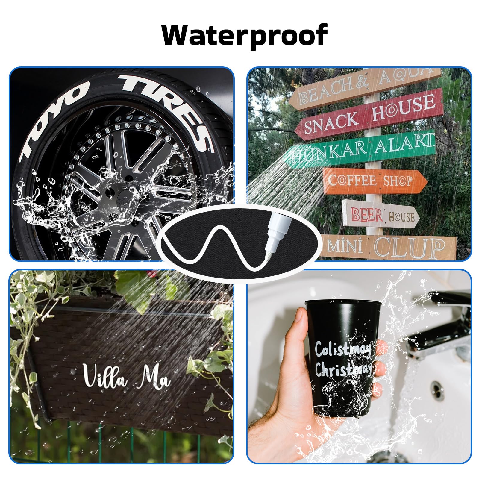 Landrain 6 Stück Lackstift Auto Weiß, Reifenstift Weiß Wasserfest, Auto Reifenmarker Reifen Lackstifte für Auto Motorrad Reifen
