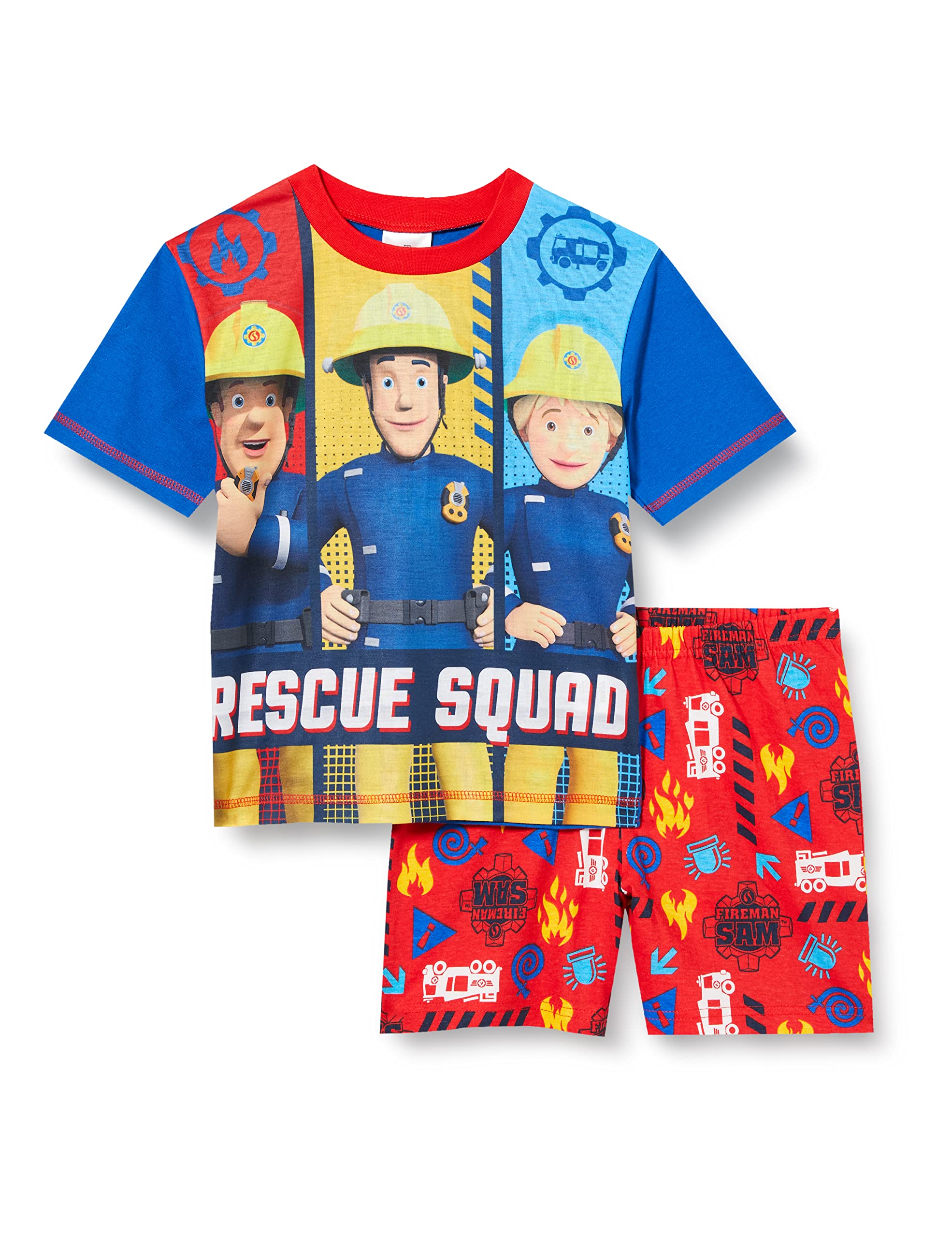 Fireman Sam Boys Blue Pyjamas Short Pjs Set, Ages 18 Months To 7 Years Old (18-24 Months)