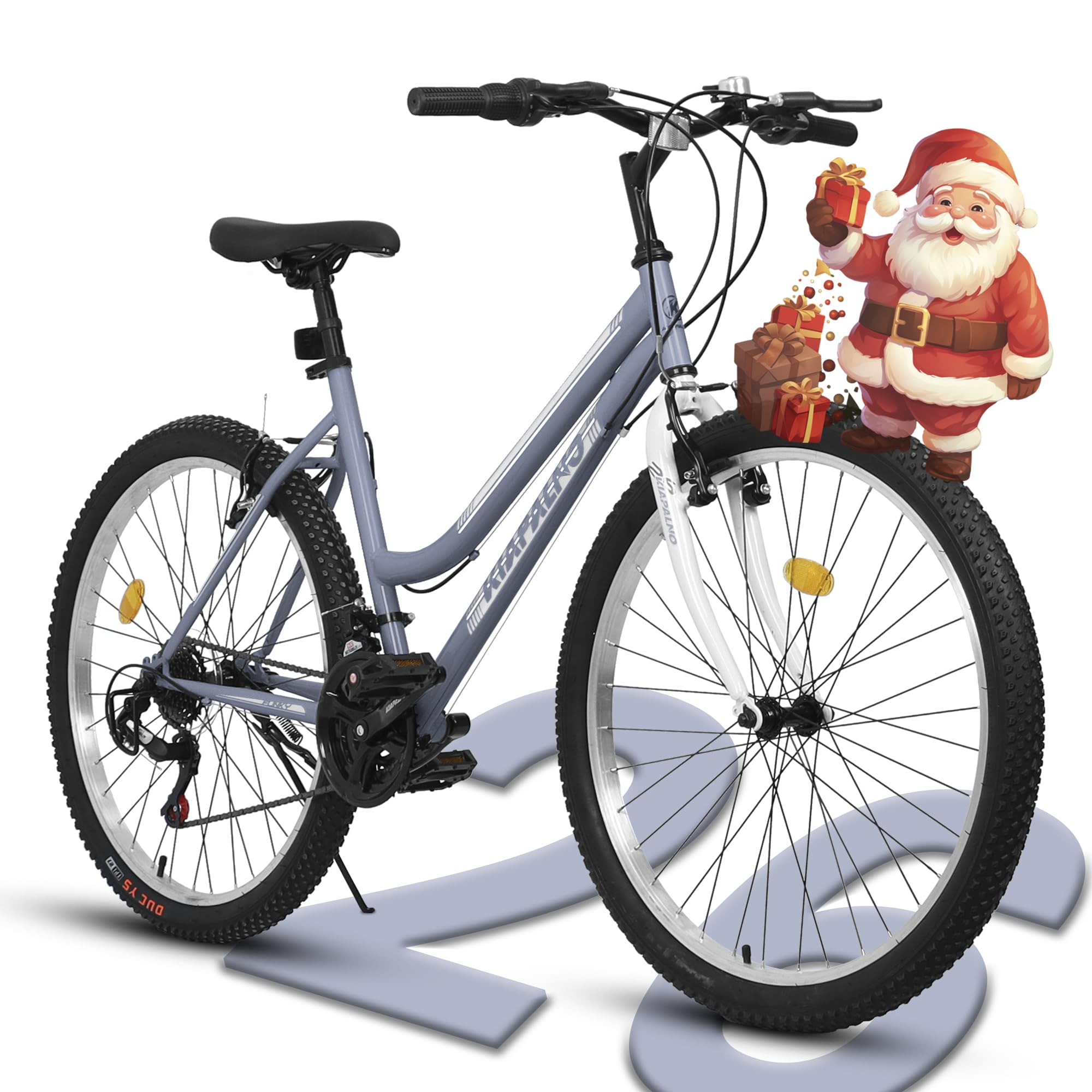 24/26 Inch Mountain Bike for Girls Women, 21 Speed Mountain Bicycle with Dual V-Brake, Carbon Steel Frame, Commuting City Bike to School Work Summer Travel