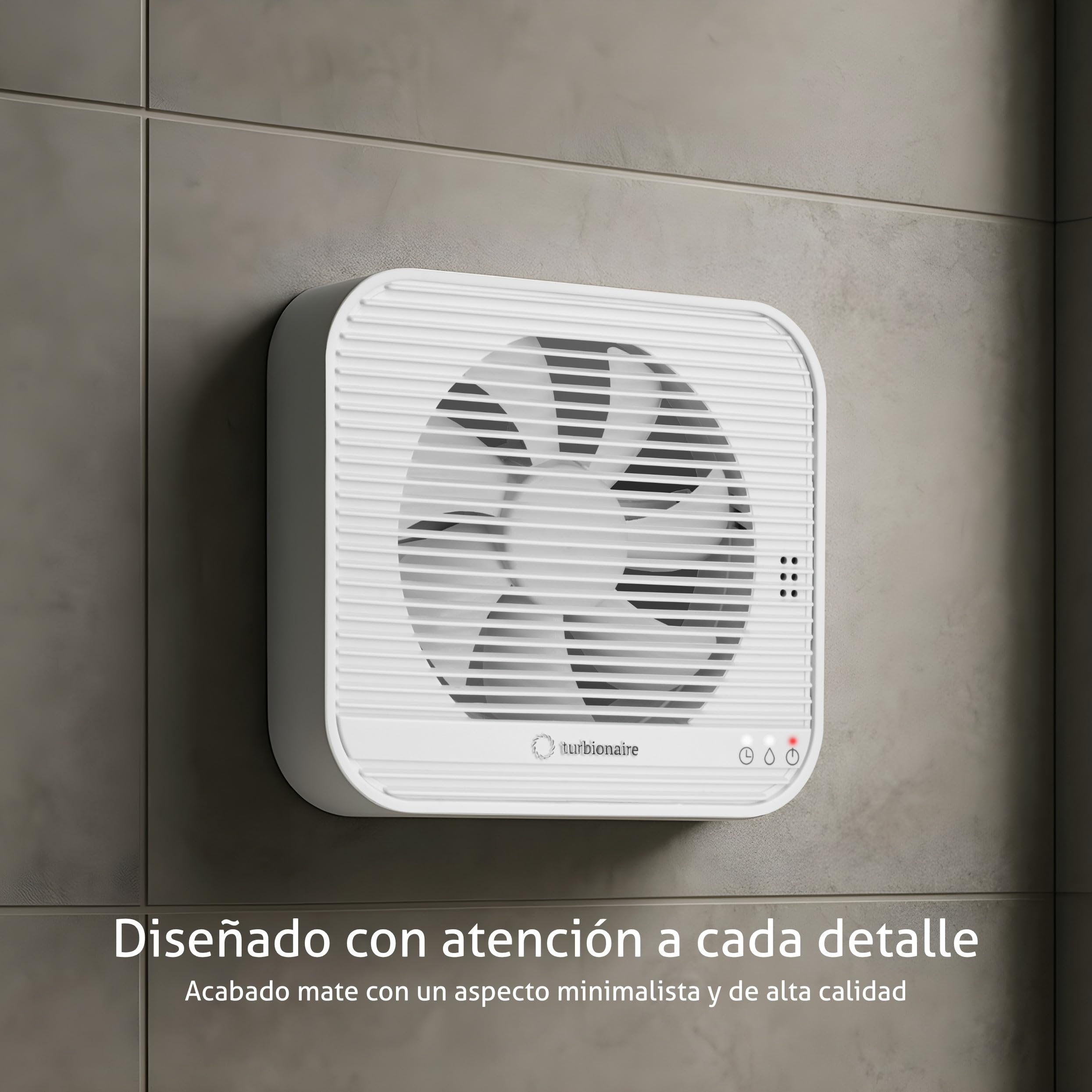 Turbionaire Axio 1012 HTR Extractor de baño, Sensor de humedad, 8 velocidades, Temporizador, Mando a distancia, Conexiones y válvula antirretorno de 100 mm/120 mm incluidas, 9.2W, 161 m³/h, Blanco