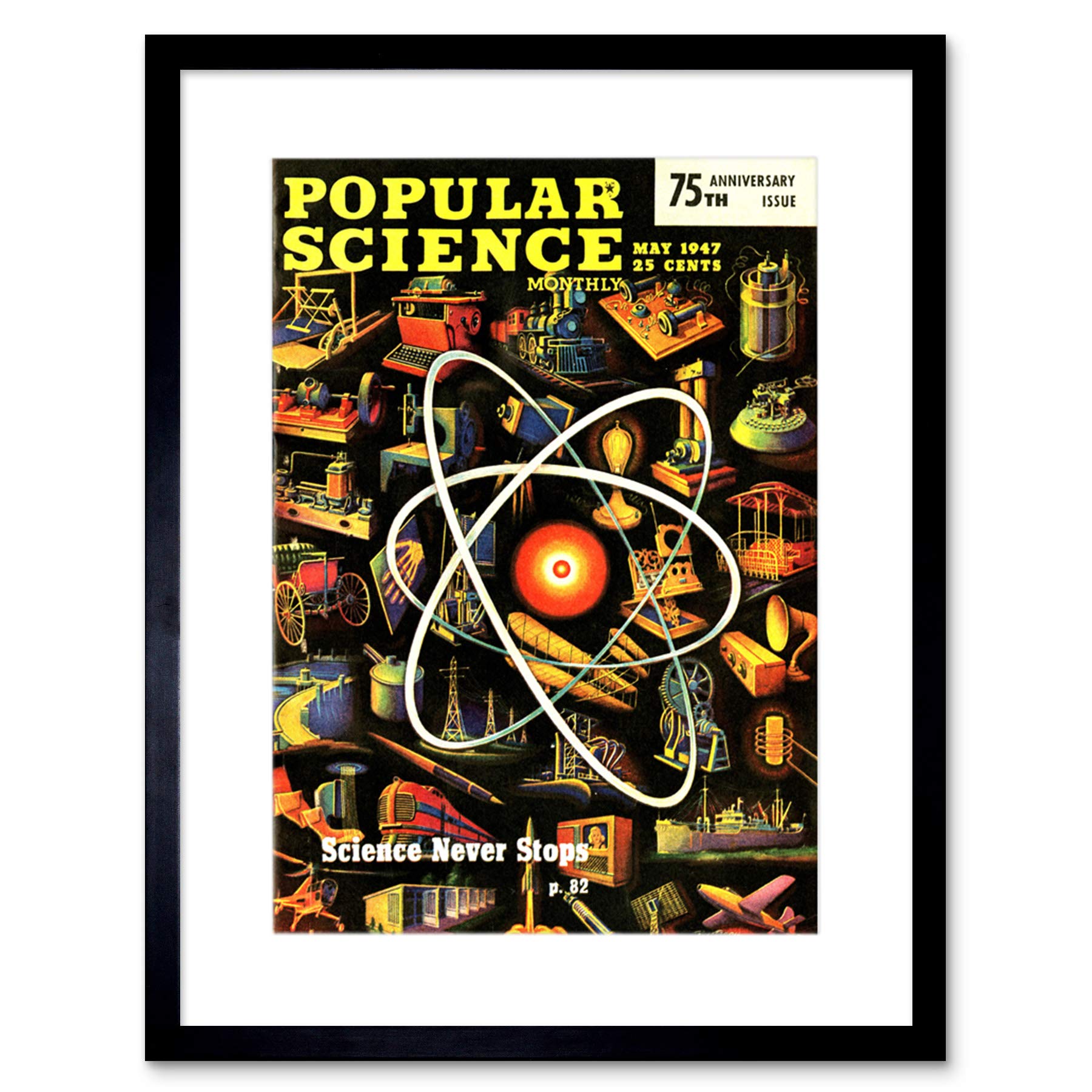 Wee Blue Coo Science Magazine Popular Atom Invention Cool Framed Wall Art Print