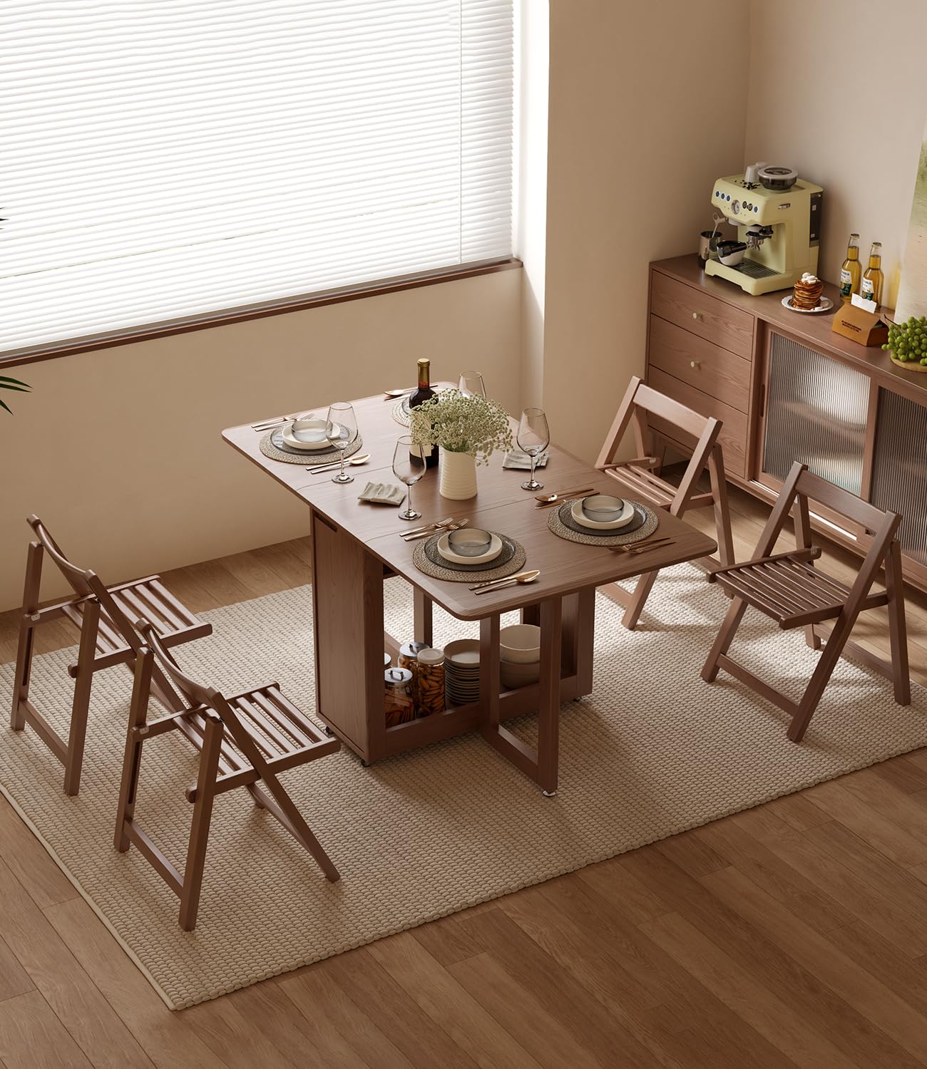 Amazon.com: AnywaysWood Folding Dining Table with 4 Foldable