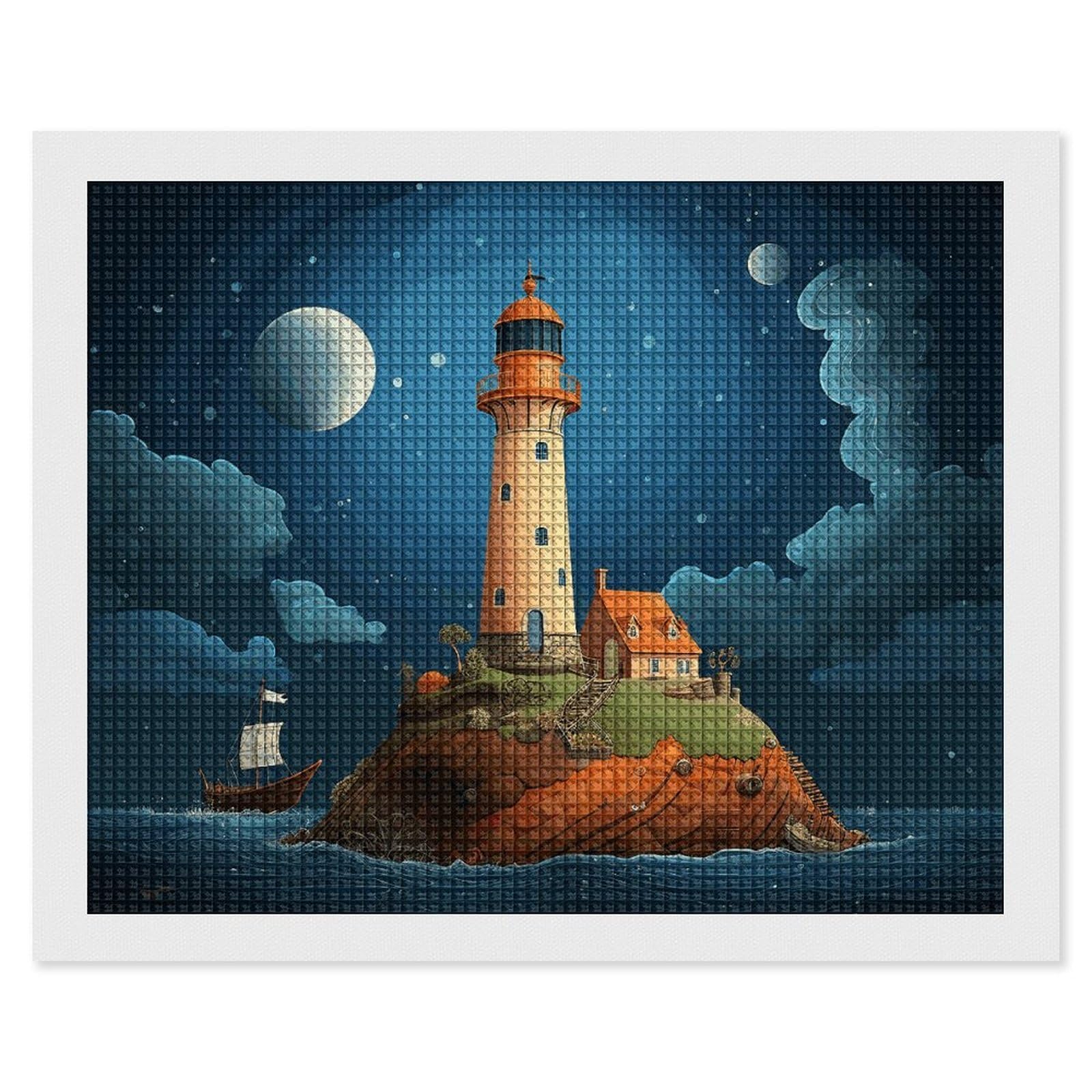 Diamond Painting Kits for Adults - DIY Diamond Art Kits for Beginners - Full 5D Paint Drill Diamond Dots Paintings- Catoon Whale Lighthouse Diamonds Pictures Gem Art And Craft Wall Decor 16"x20"
