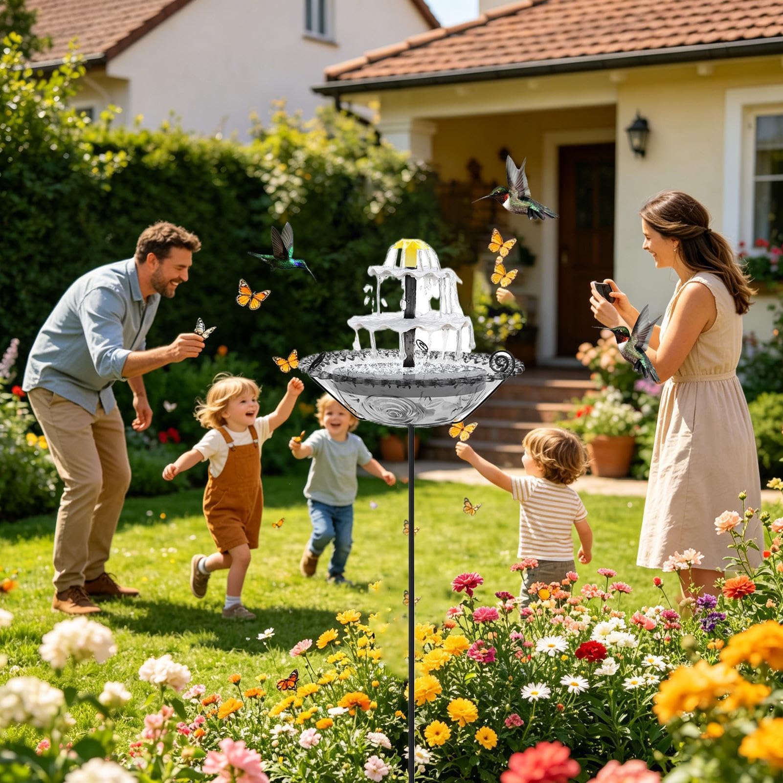 Fontana per Uccelli ad Energia Solare Alimentatore per | per Acqua per Giardinieri Proprietari di Casa Cortile Terrazzo Balcone Giardino