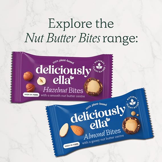 Deliciously Ella - Almond Nut Butter Bites, Gluten-Free, Vegan Friendly, Healthy Snack, 36g (12 packs)