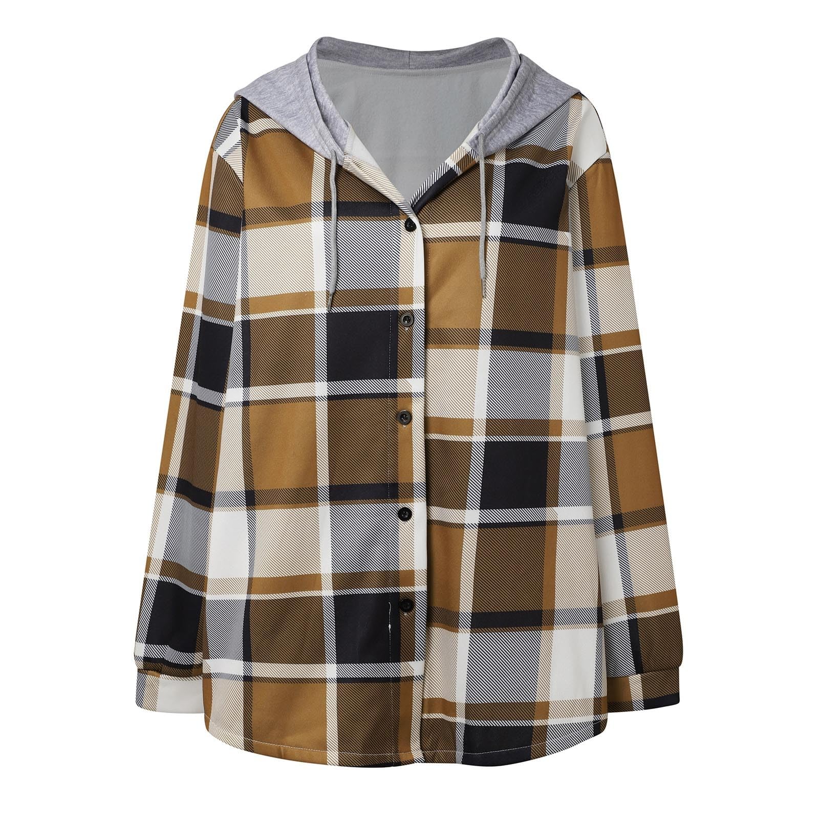 Generisch Damen Jacke Damen Karierter Mantel Mit Jacke Sweatshirt Fleecejacke für Outdoor Aktivitäten Warme Winterbekleidung mit Taschen