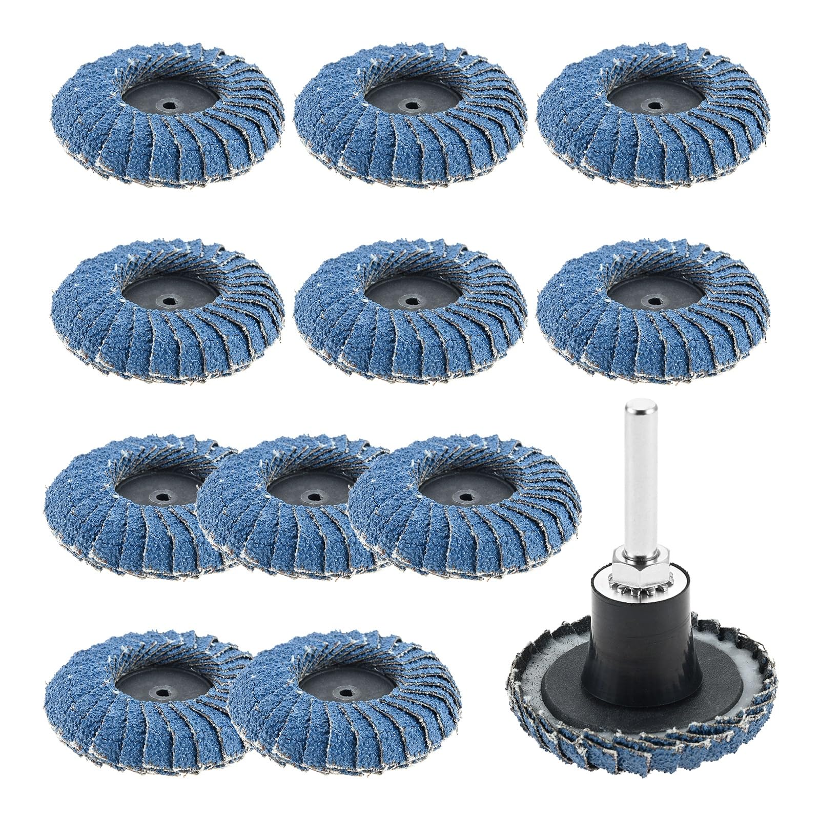 Disco de aleta curvada 2 ", grano #40-120, discos lijado cambio bloqueo rollo, soporte 1/4" para amoladora, eliminación óxido madera y Metal, 12 Uds(Grit 40)