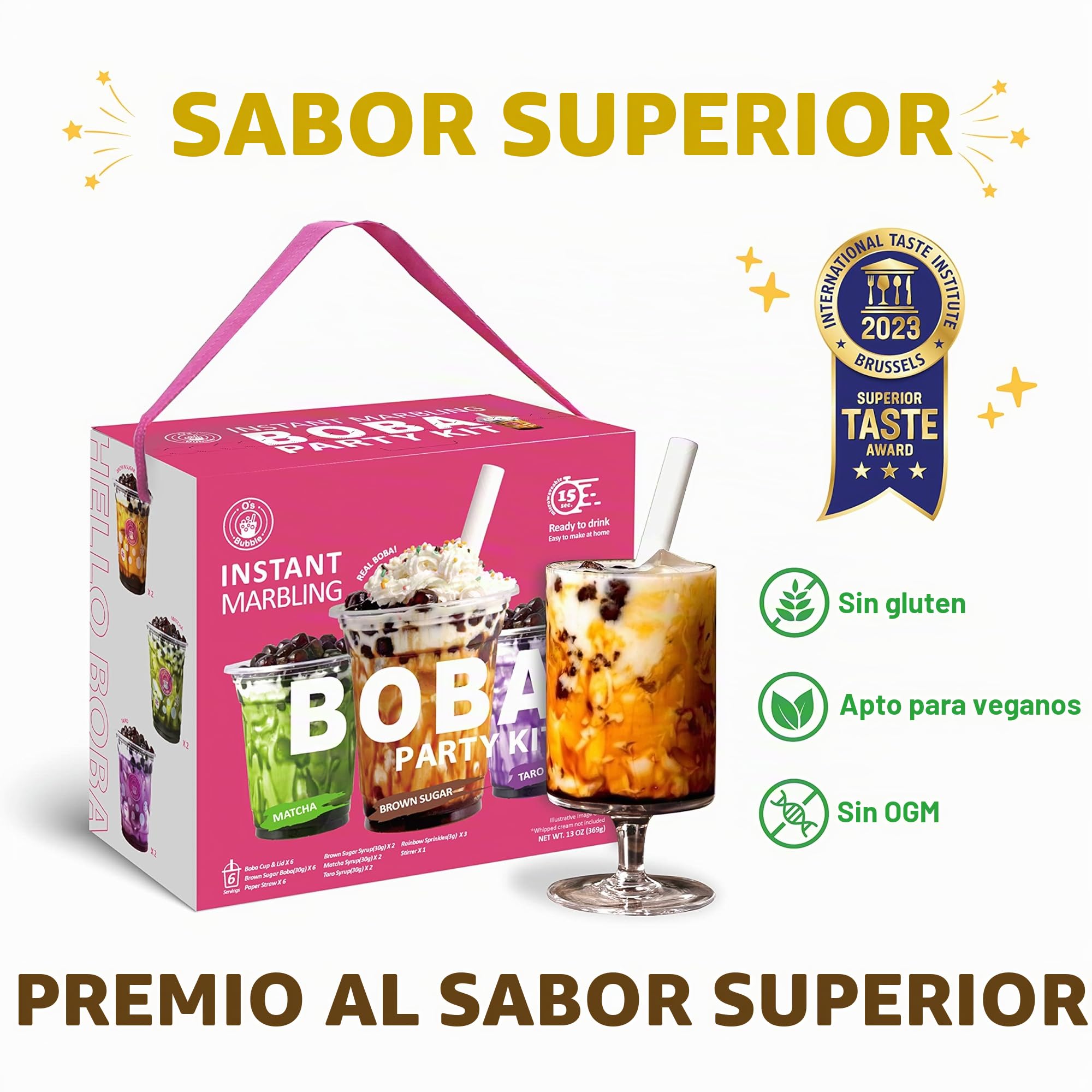 O's Bubble Kit de fiesta Boba Marbling instantáneo (ambiente) - 6 porciones