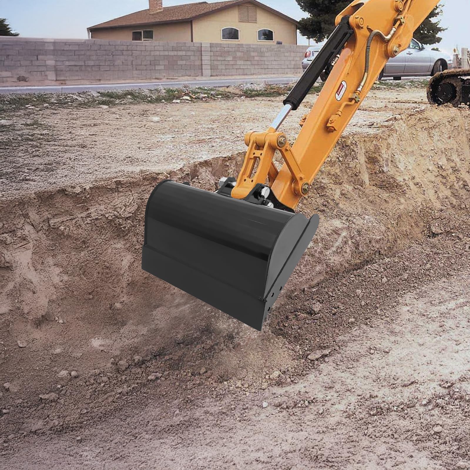 BöSchungslöFfel FüR Mini-Bagger GrabenlöFfel Breite Schaufel Steel Minibagger-Schaufel Bagger Minibagger BaggerlöFfel AnbaugeräTe Baggerschaufel Zum Laden Sand Reinigen GräBen Digger Eimer 50cm