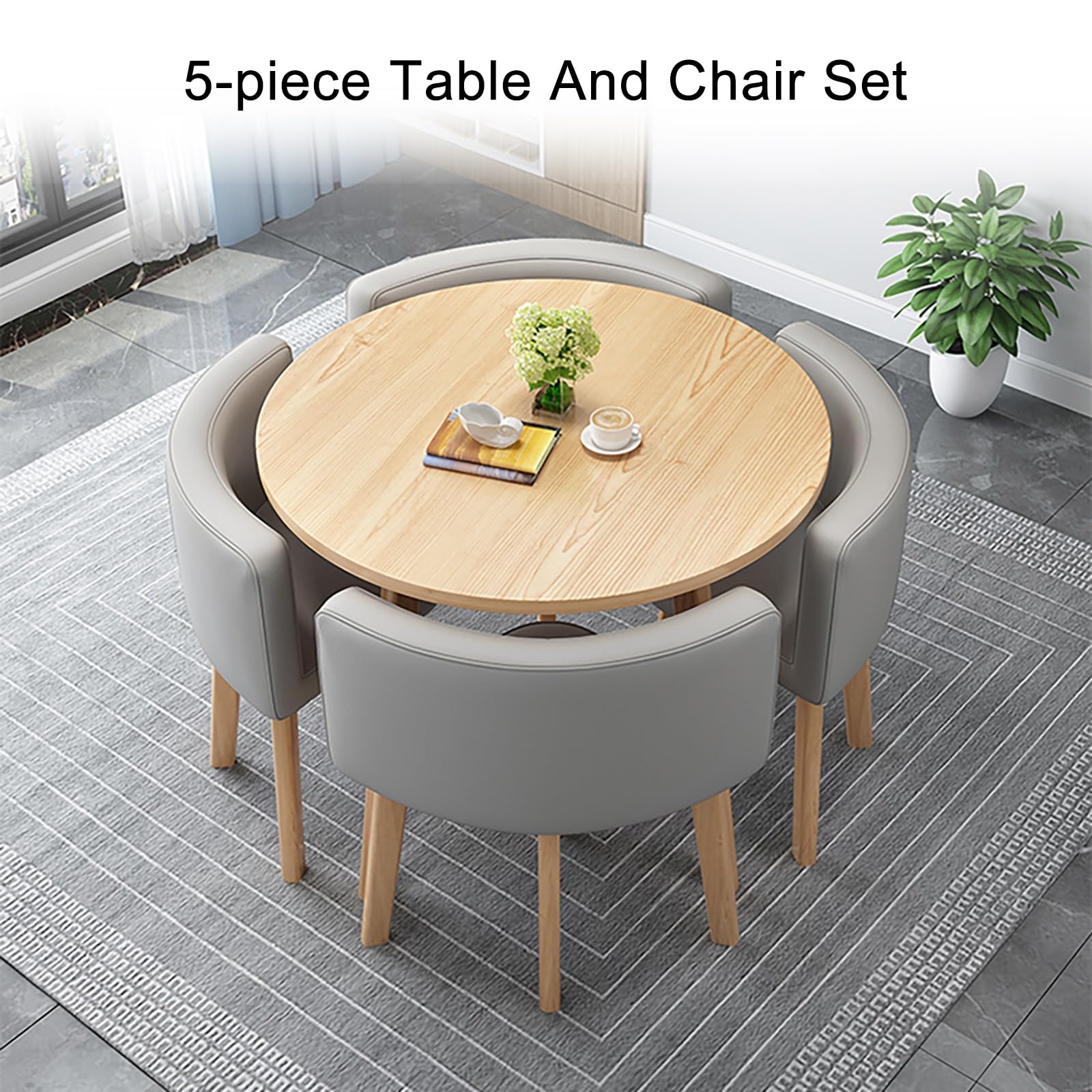 Esstisch Set, Verkaufsbüro, Kitchen Breakfast Bar Table, Büro-Empfangsraum-Clubtisch, für Geschäfte, Besprechungen, Kleine Runde Tische, Büro-Konferenztische(Gray)